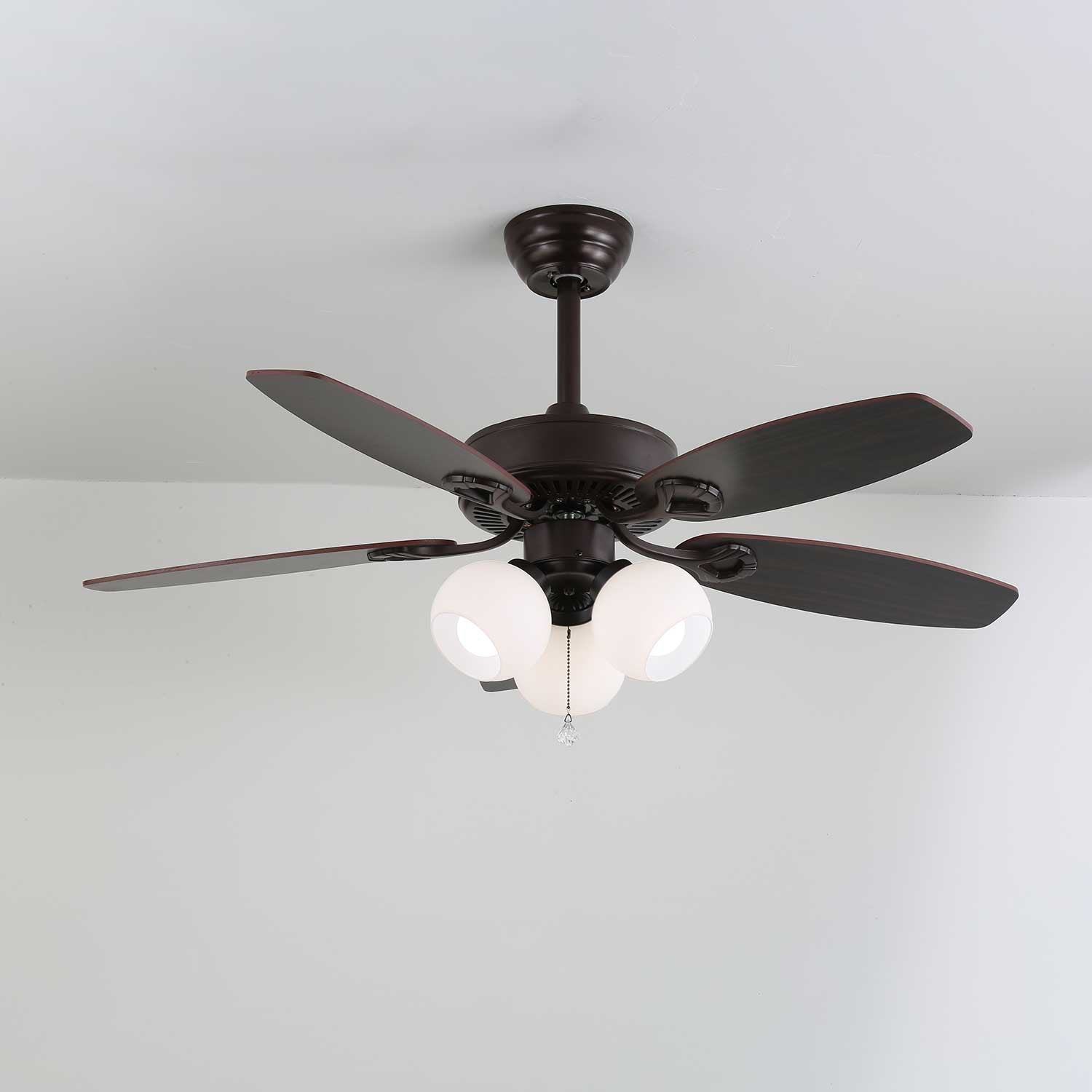 Calviera Vintage Wood Glass Ceiling Fan Light - Blowlighting