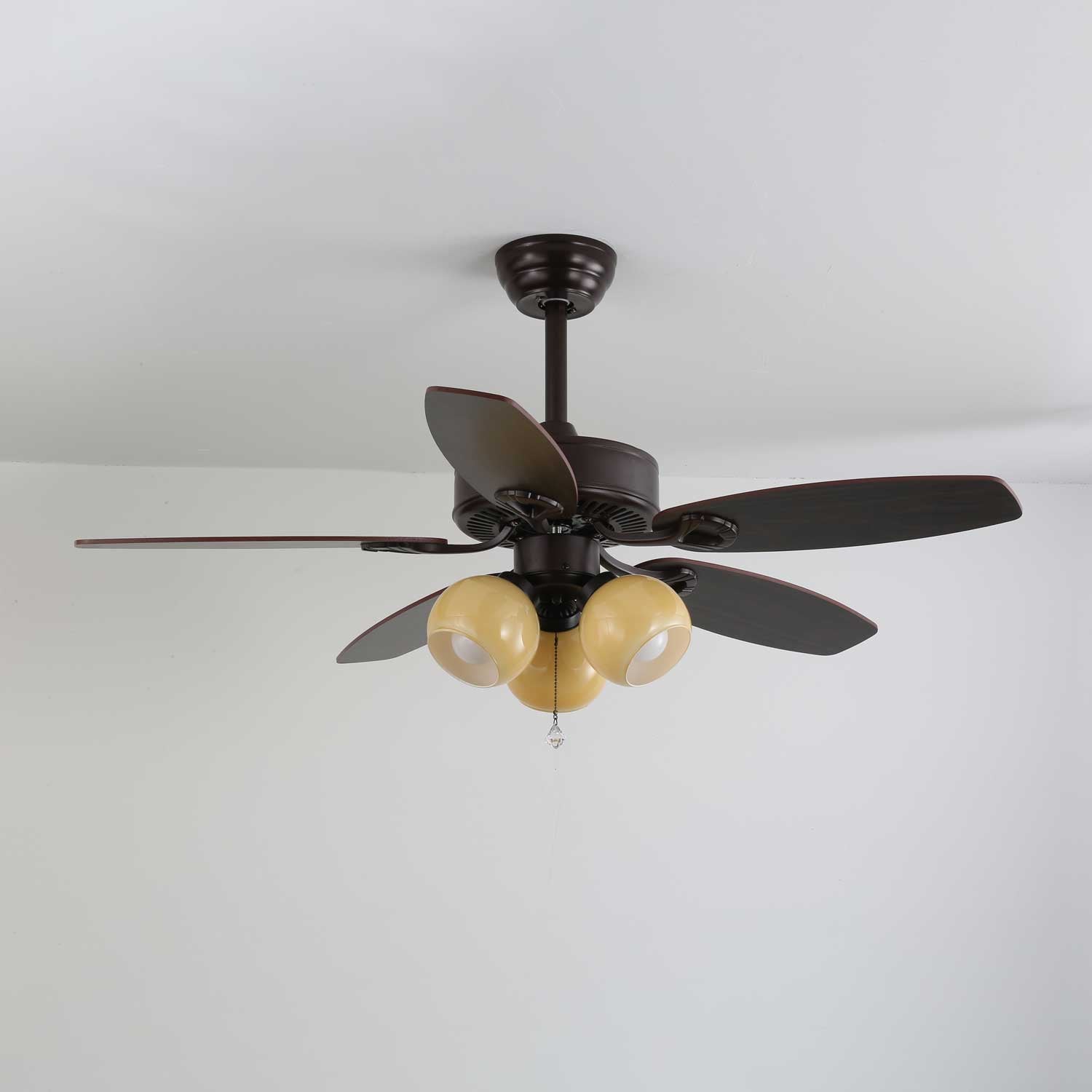 Calviera Vintage Wood Glass Ceiling Fan Light - Blowlighting