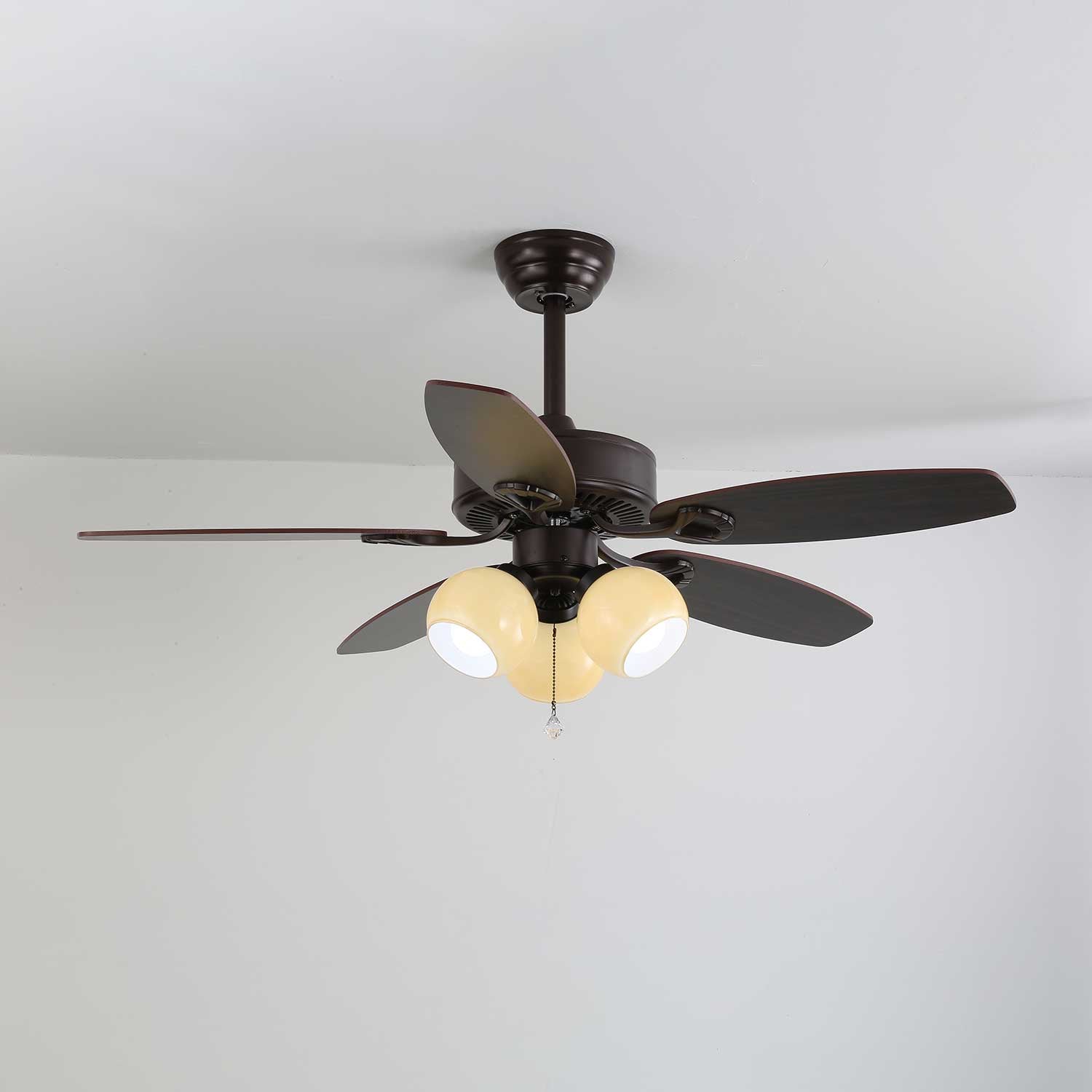 Calviera Vintage Wood Glass Ceiling Fan Light - Blowlighting