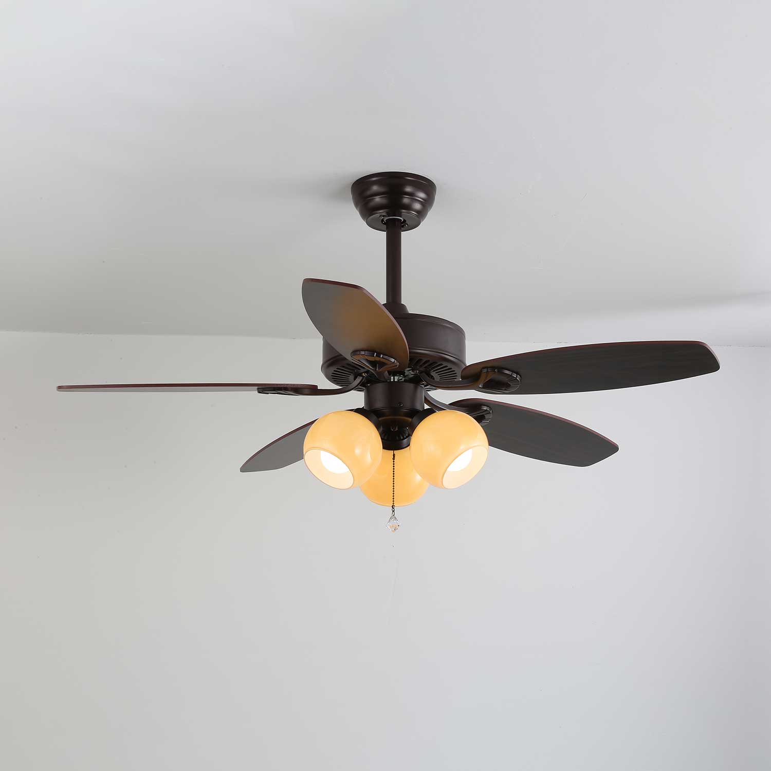 Calviera Vintage Wood Glass Ceiling Fan Light - Blowlighting