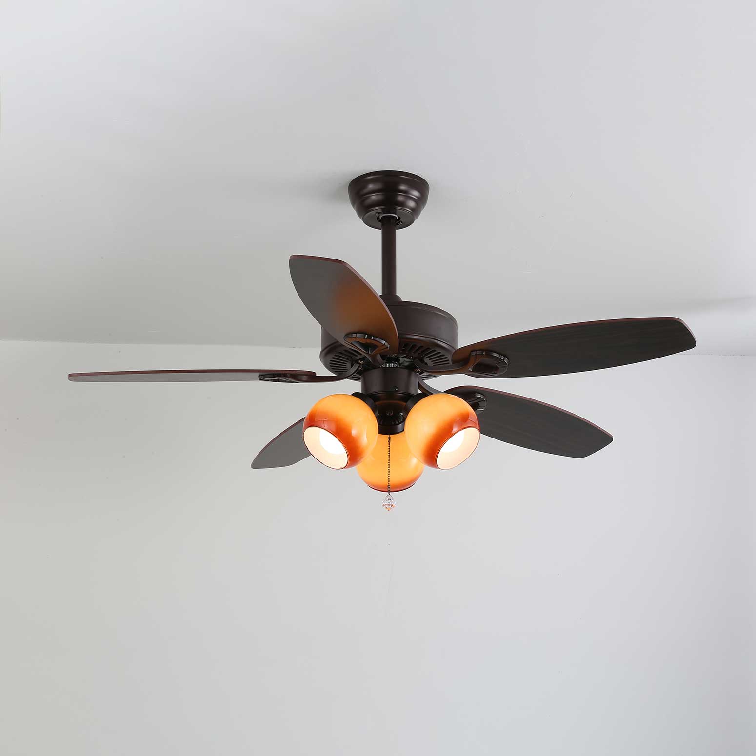 Calviera Vintage Wood Glass Ceiling Fan Light - Blowlighting