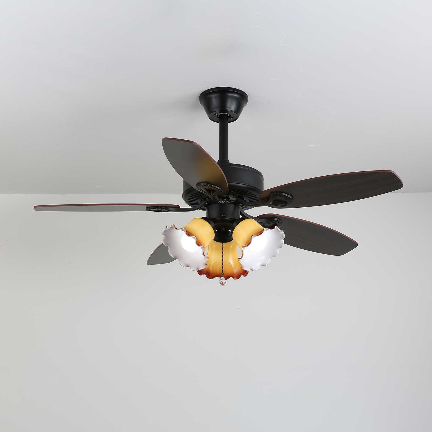 Calviera Vintage Wood Glass Ceiling Fan Light - Blowlighting