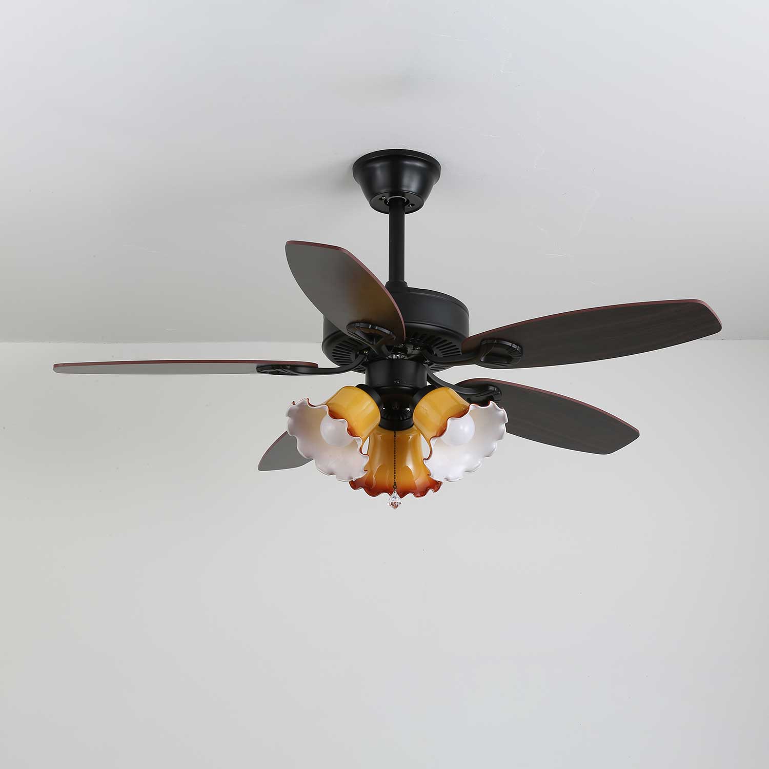 Calviera Vintage Wood Glass Ceiling Fan Light - Blowlighting