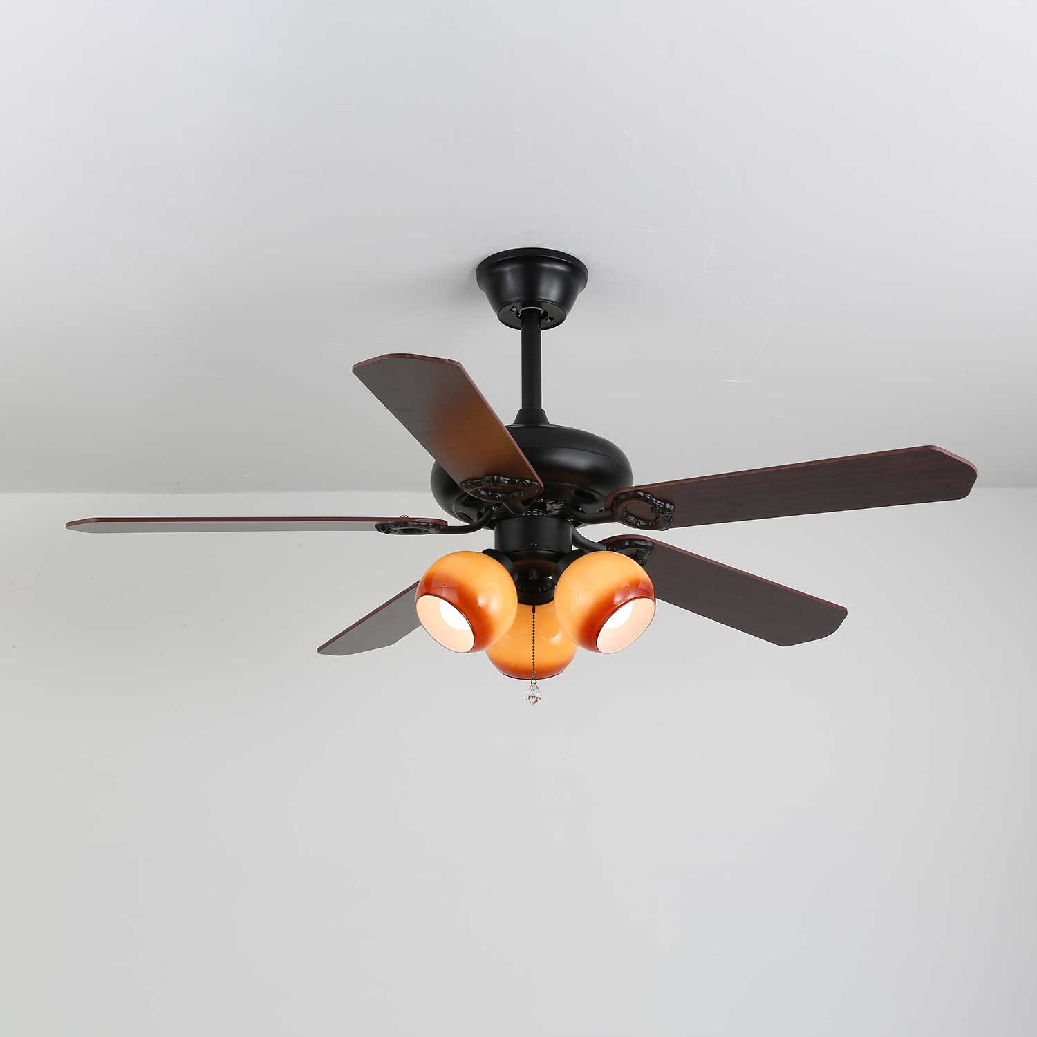 Calviera Vintage Wood Glass Ceiling Fan Light - Blowlighting