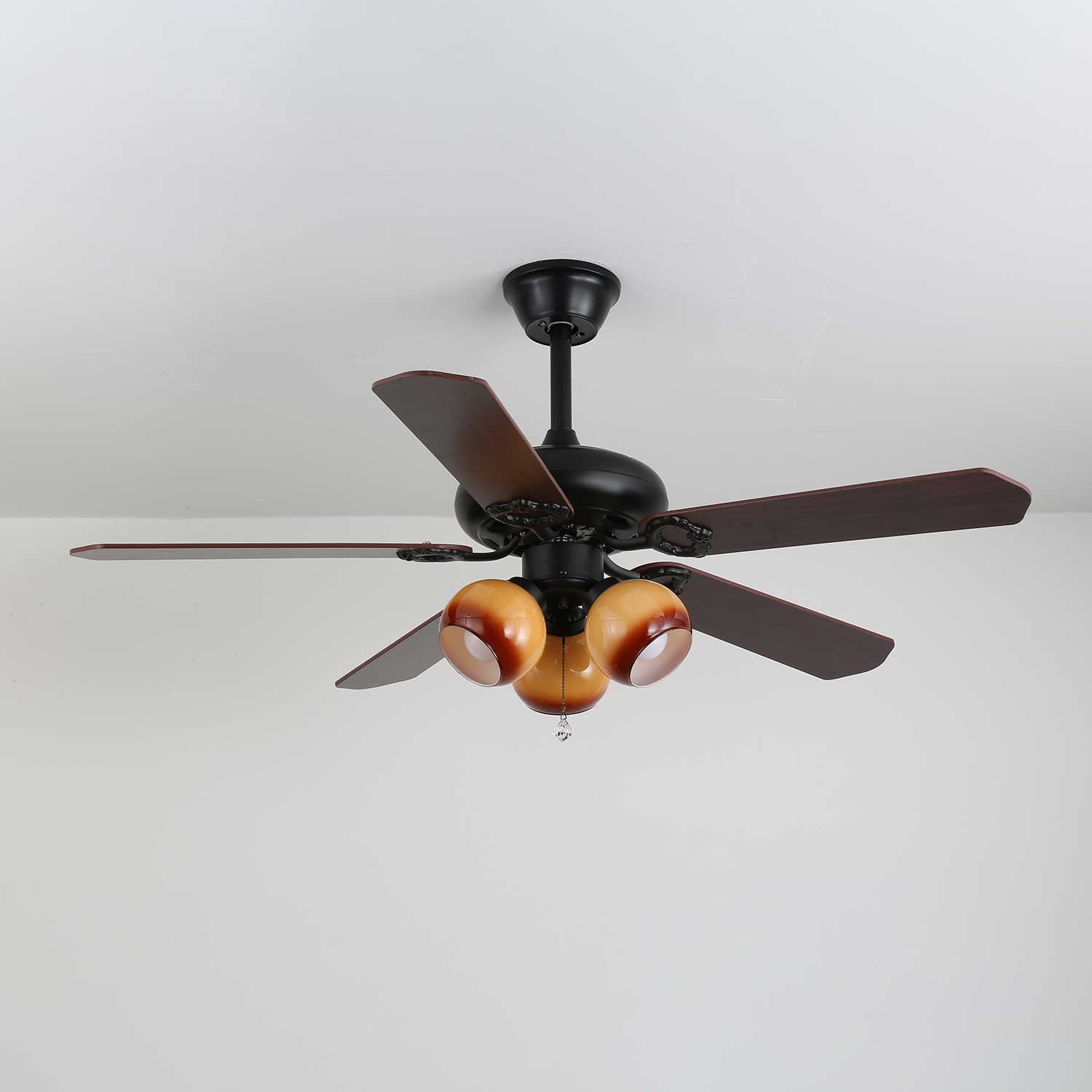 Calviera Vintage Wood Glass Ceiling Fan Light - Blowlighting