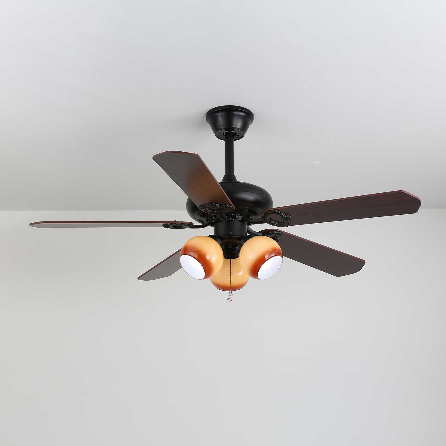 Calviera Vintage Wood Glass Ceiling Fan Light - Blowlighting