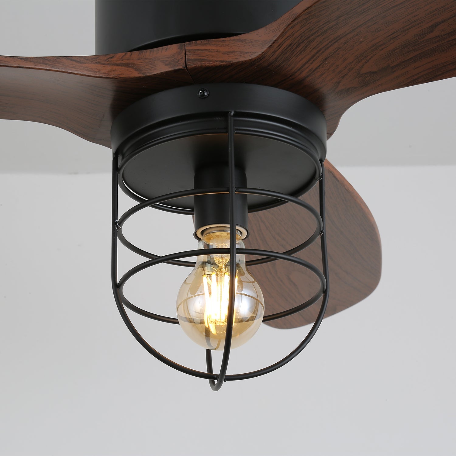 Ronan Industrial Wood Ceiling Fan Light - Blowlighting