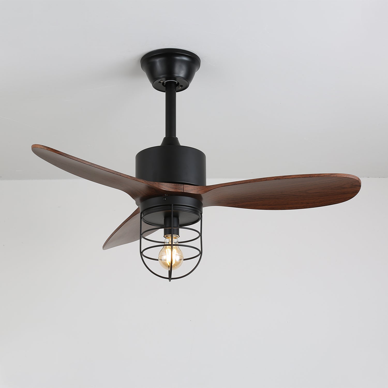 Ronan Industrial Wood Ceiling Fan Light - Blowlighting