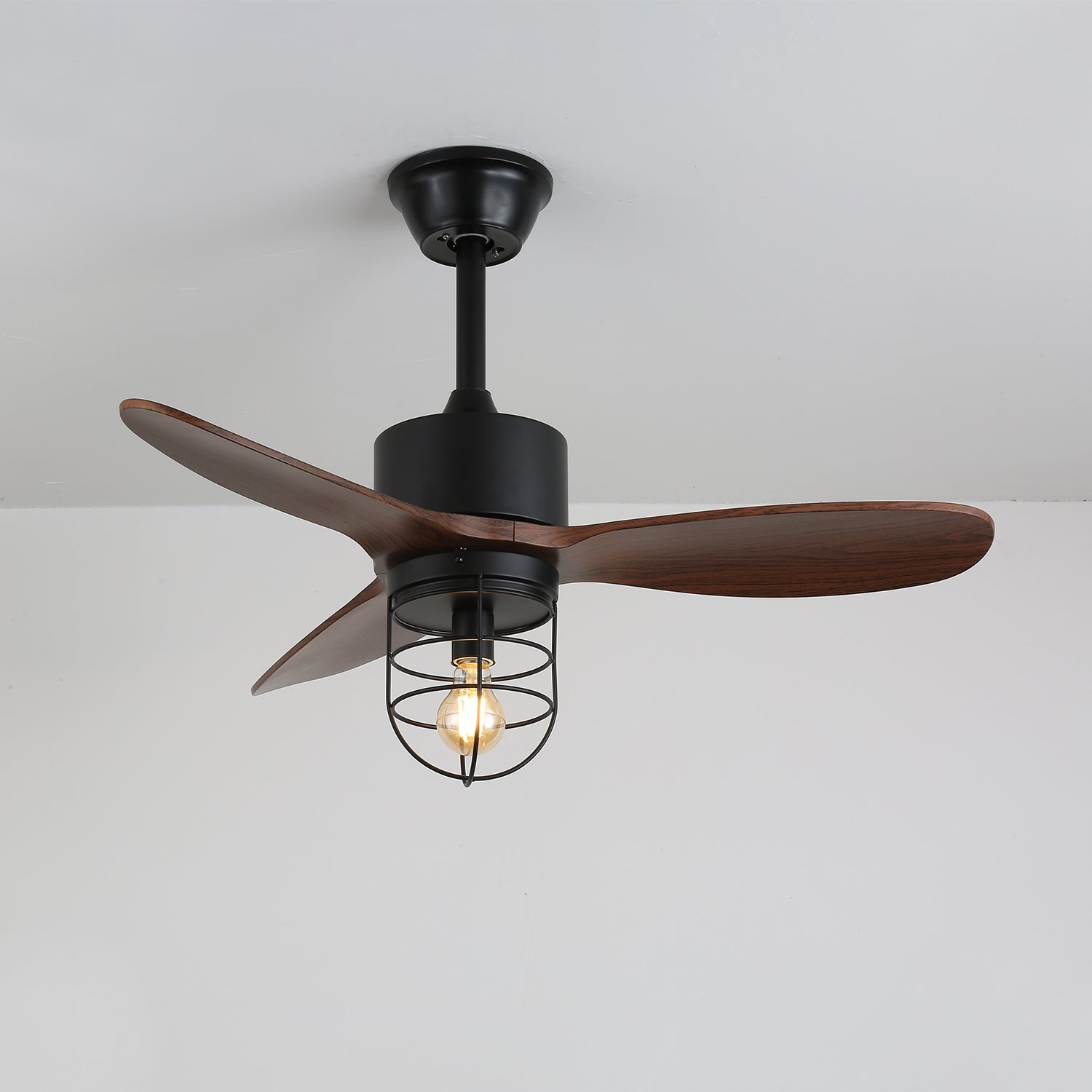Ronan Industrial Wood Ceiling Fan Light - Blowlighting