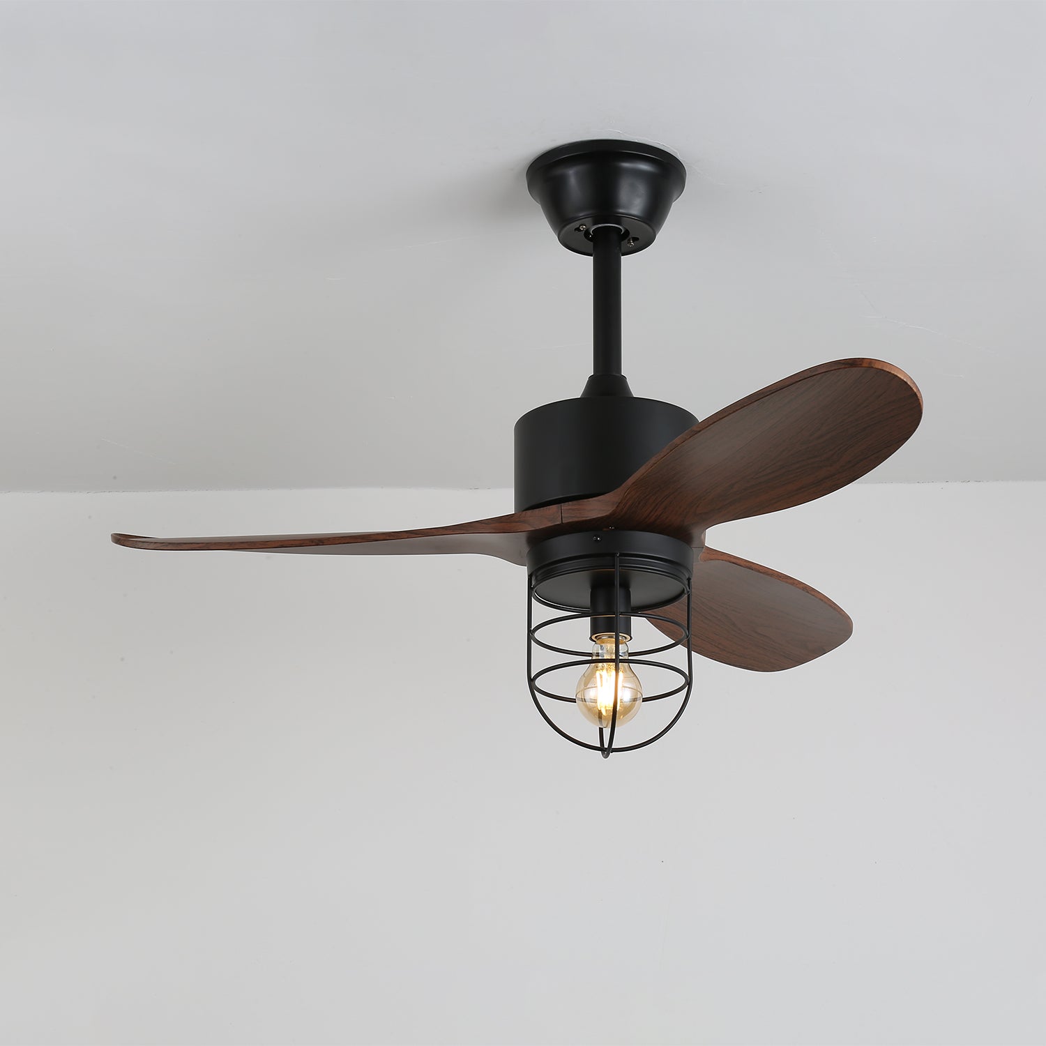Ronan Industrial Wood Ceiling Fan Light - Blowlighting