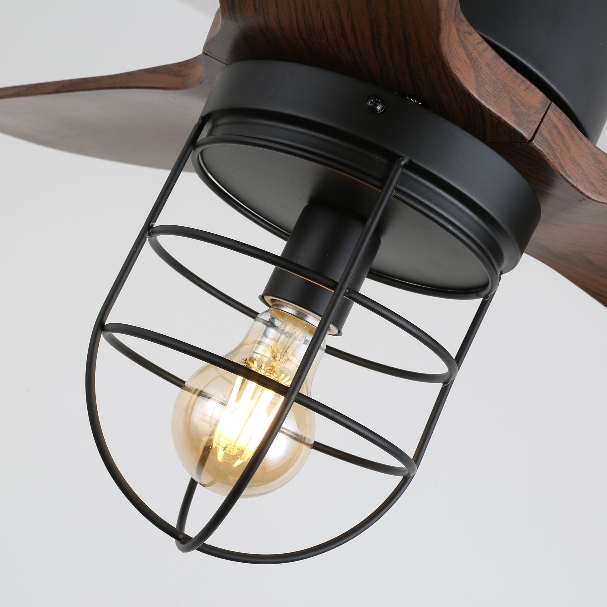 Ronan Industrial Wood Ceiling Fan Light - Blowlighting