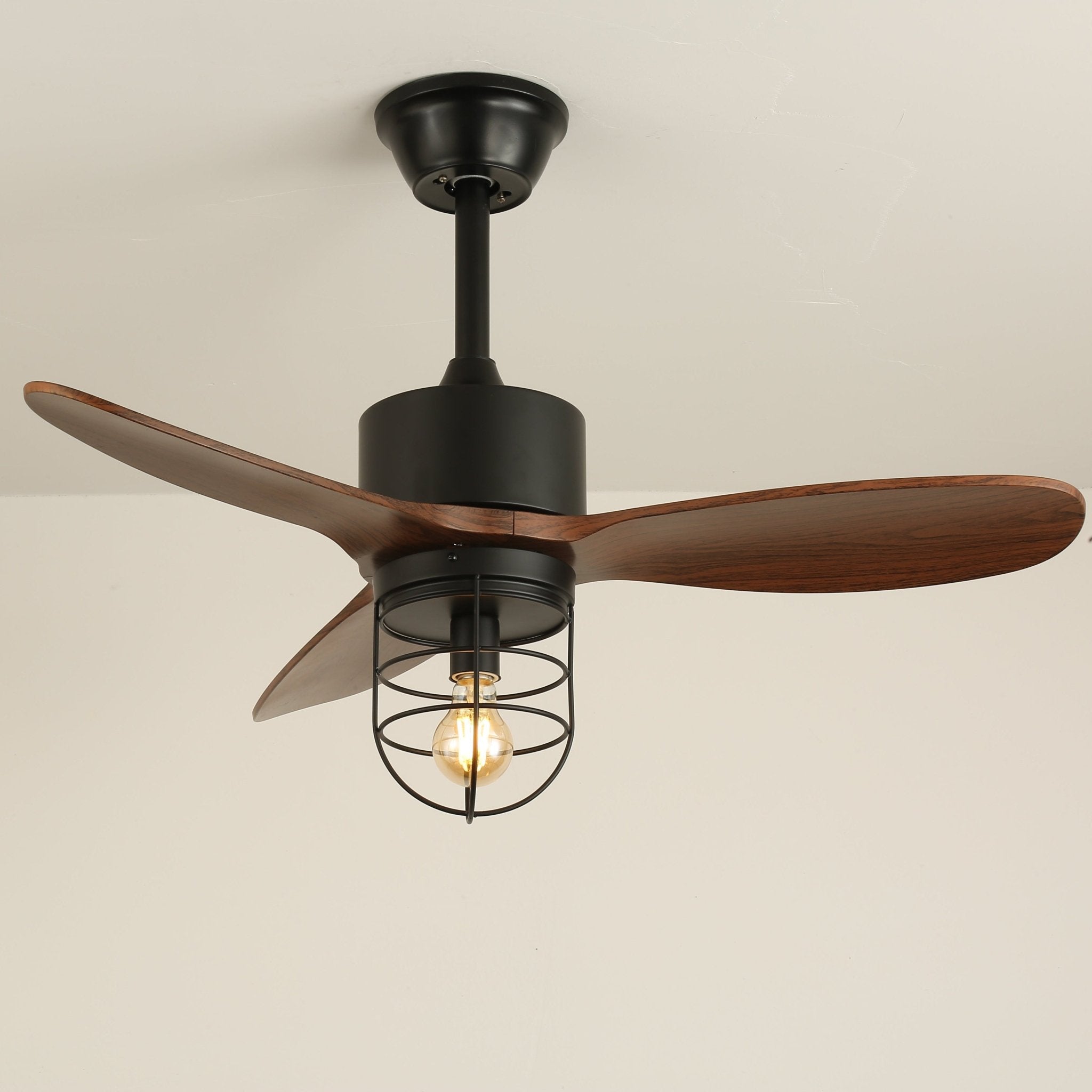 Ronan Industrial Wood Ceiling Fan Light - Blowlighting