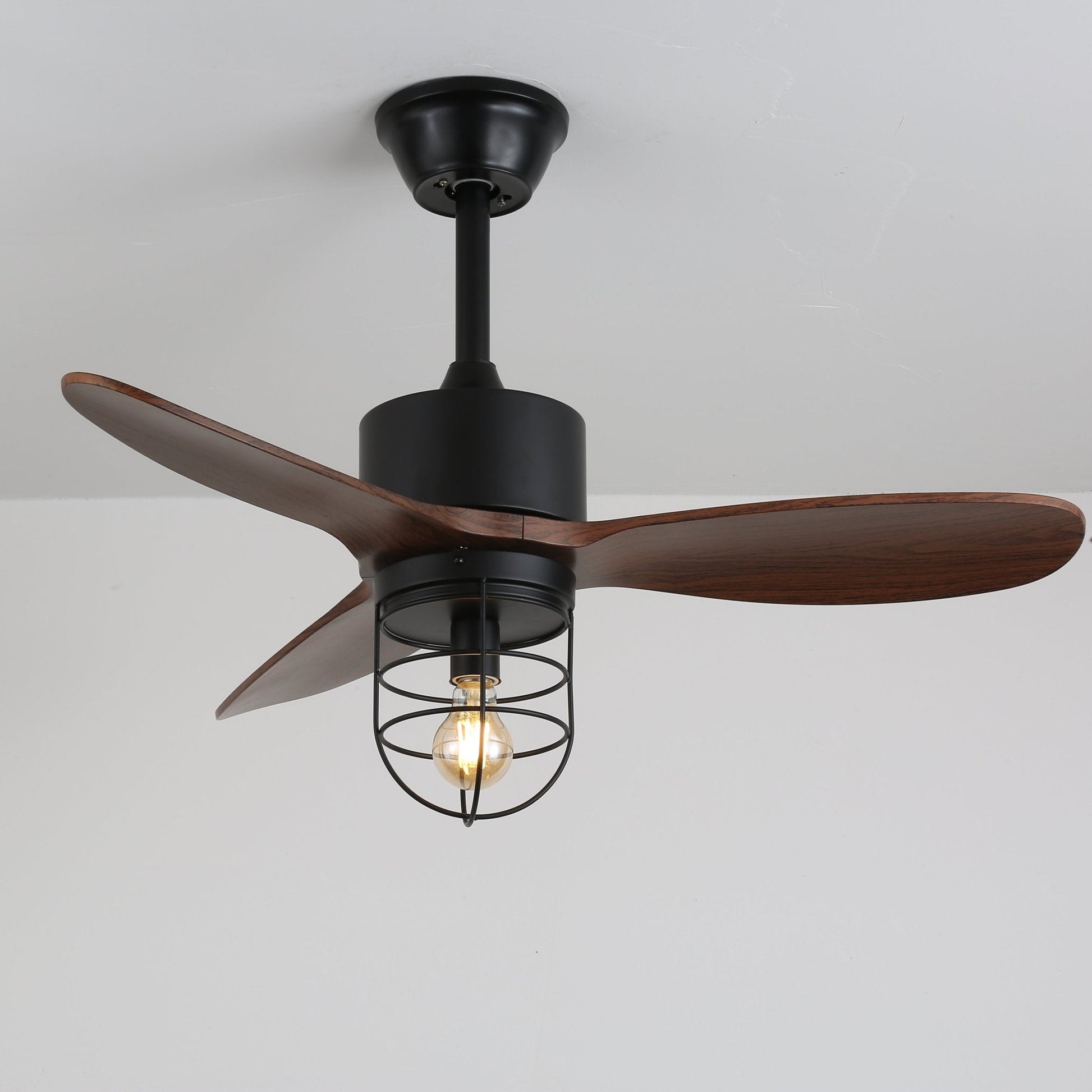 Ronan Industrial Wood Ceiling Fan Light - Blowlighting