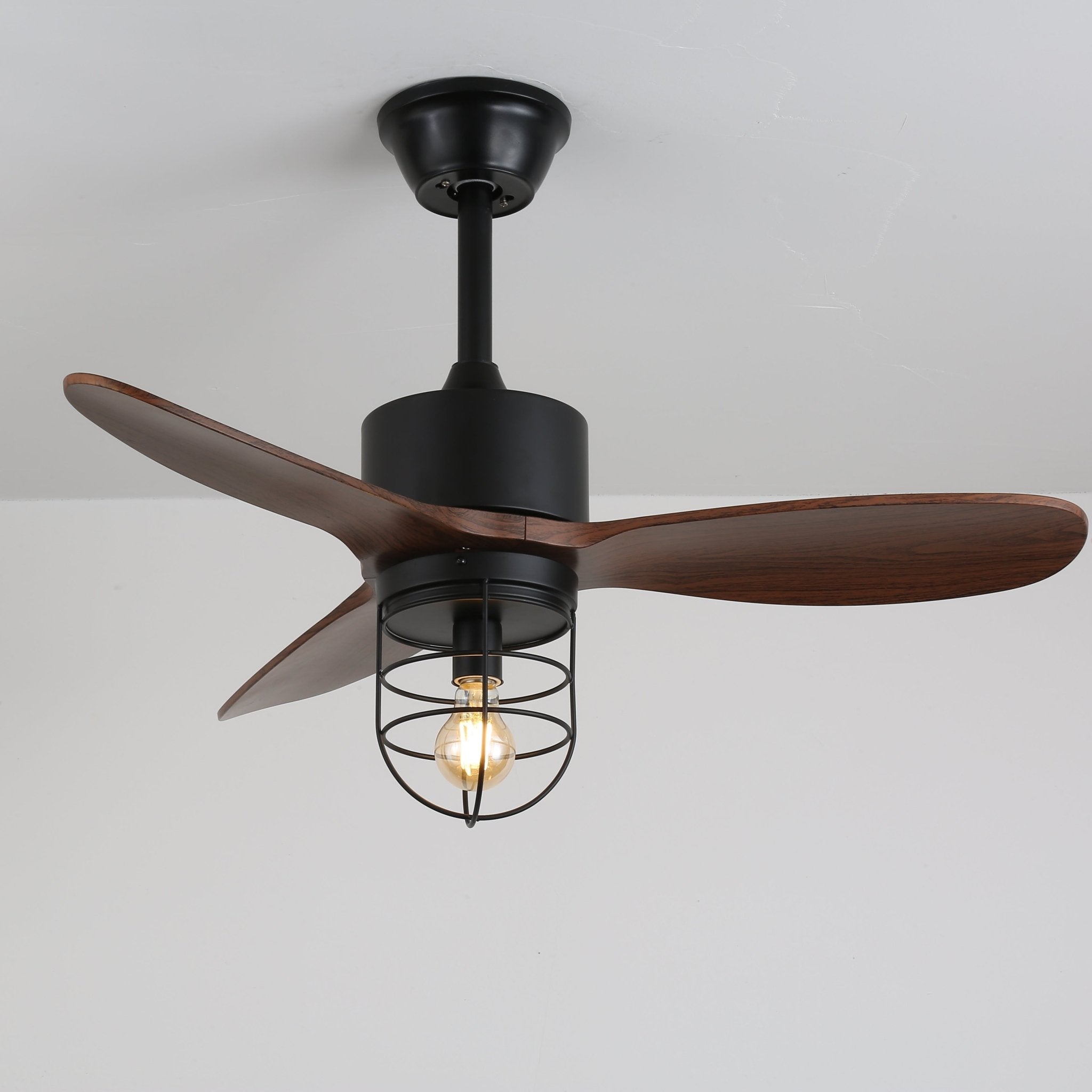 Ronan Industrial Wood Ceiling Fan Light - Blowlighting