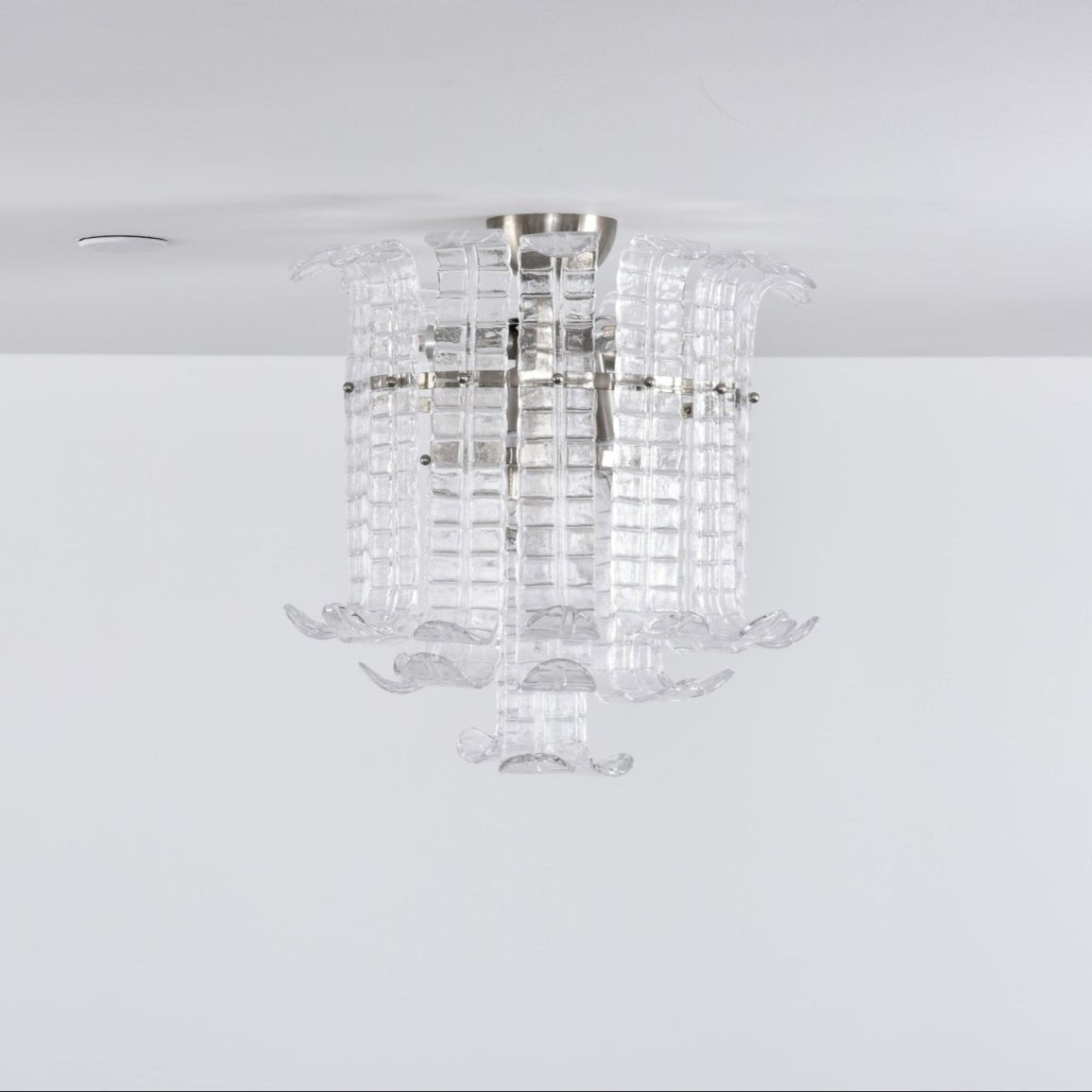 Aurora Ceiling Lamp Clear Murano Glass Flush Mount - Blowlighting