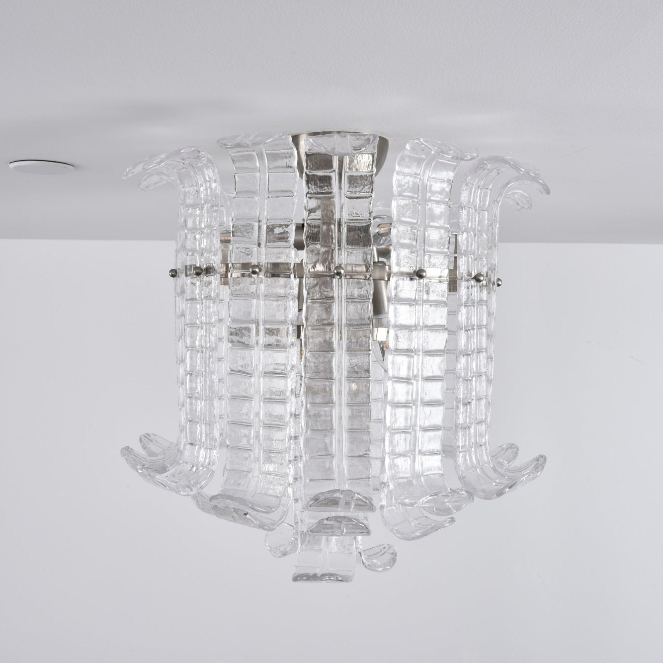 Aurora Ceiling Lamp Clear Murano Glass Flush Mount - Blowlighting