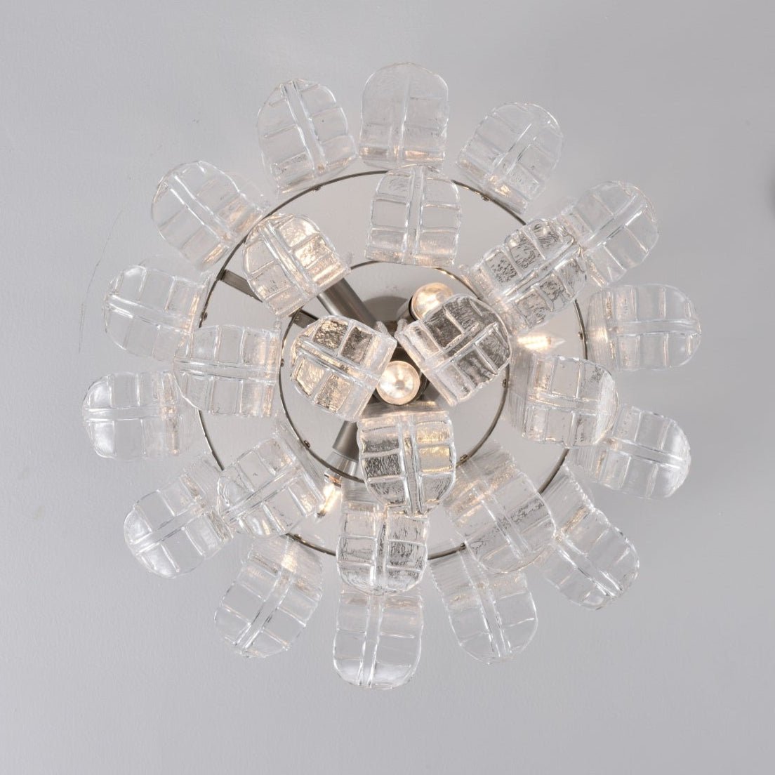 Aurora Ceiling Lamp Clear Murano Glass Flush Mount - Blowlighting