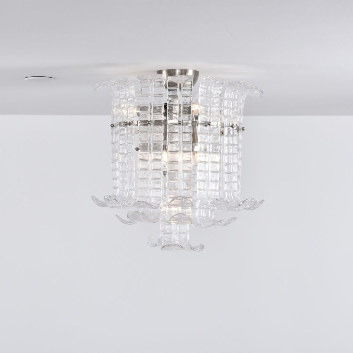 Aurora Ceiling Lamp Clear Murano Glass Flush Mount - Blowlighting