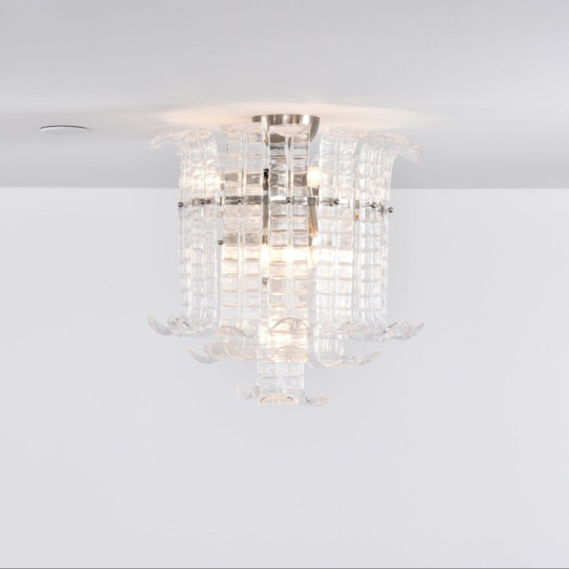 Aurora Ceiling Lamp Clear Murano Glass Flush Mount - Blowlighting