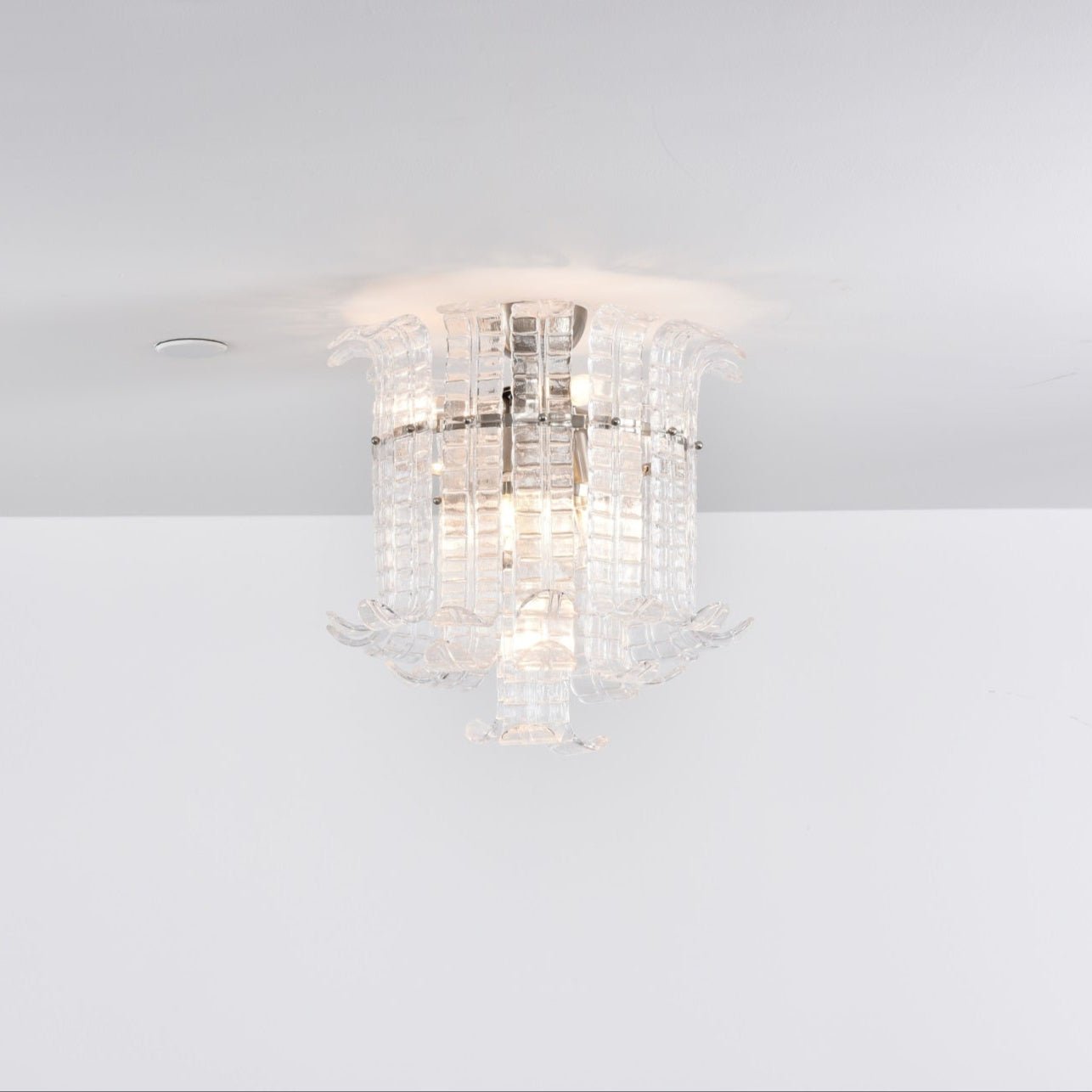 Aurora Ceiling Lamp Clear Murano Glass Flush Mount - Blowlighting