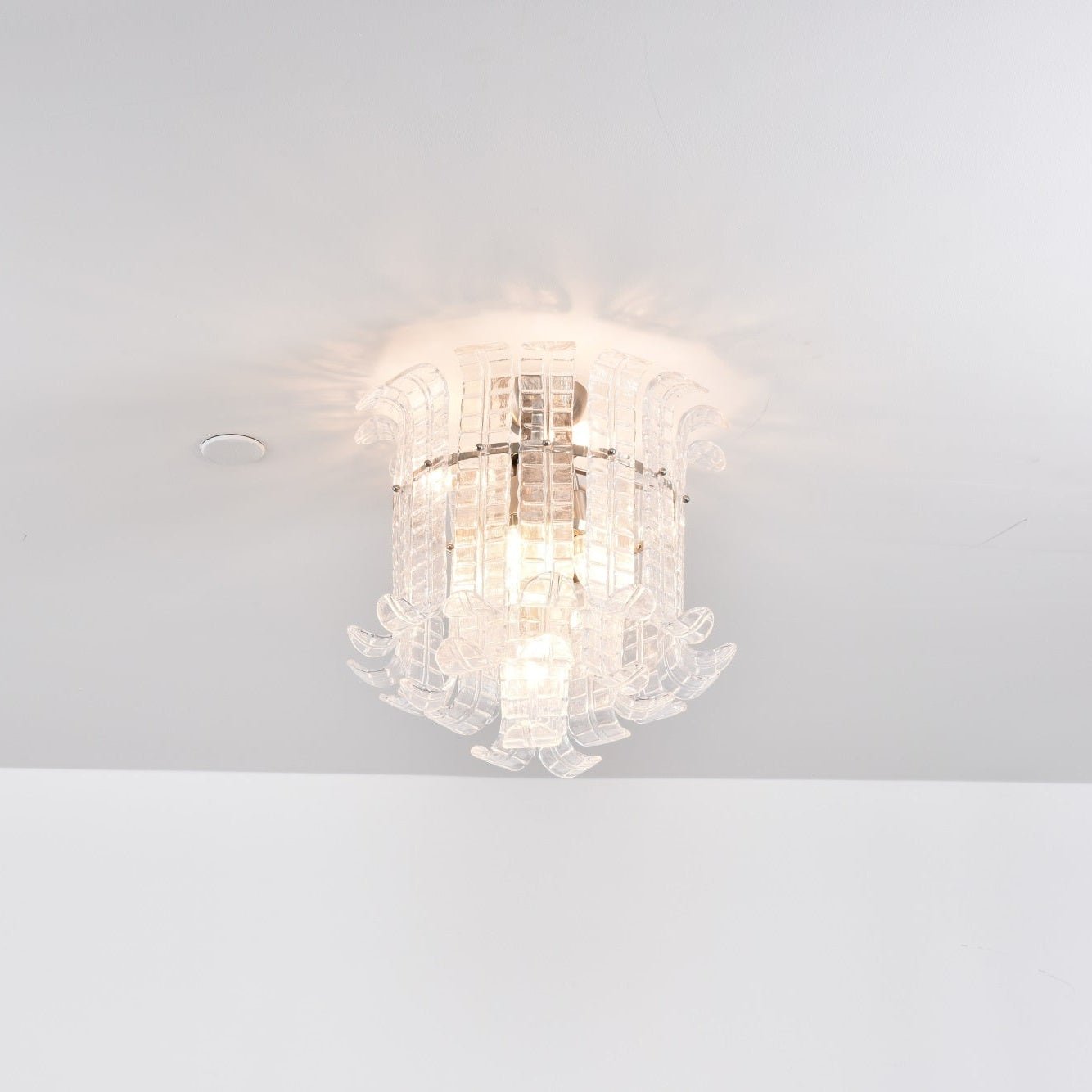 Aurora Ceiling Lamp Clear Murano Glass Flush Mount - Blowlighting