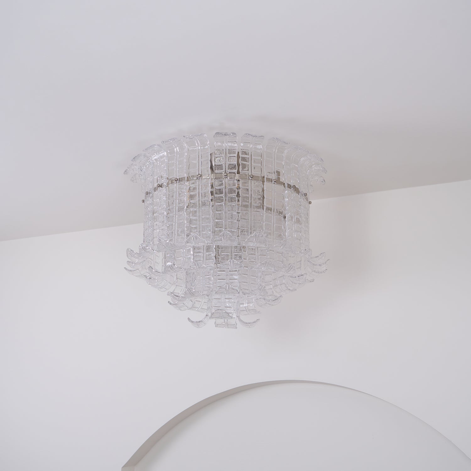 Aurora Ceiling Lamp Clear Murano Glass Flush Mount - Blowlighting