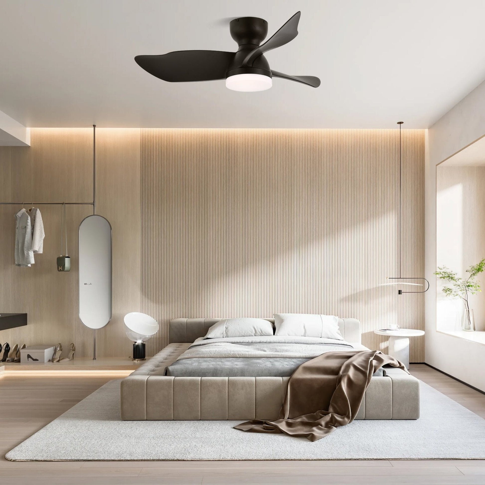 Mirella Silver Wood Ceiling Fan Light - Blowlighting