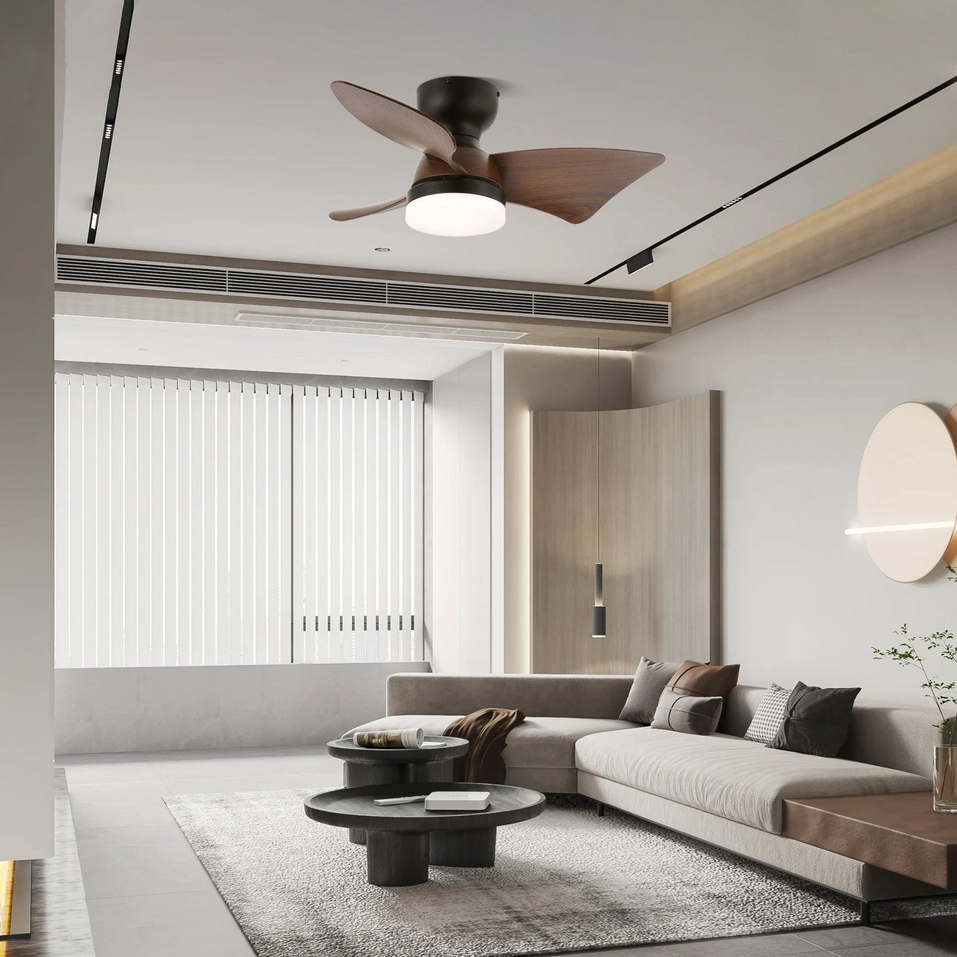 Mirella Silver Wood Ceiling Fan Light - Blowlighting