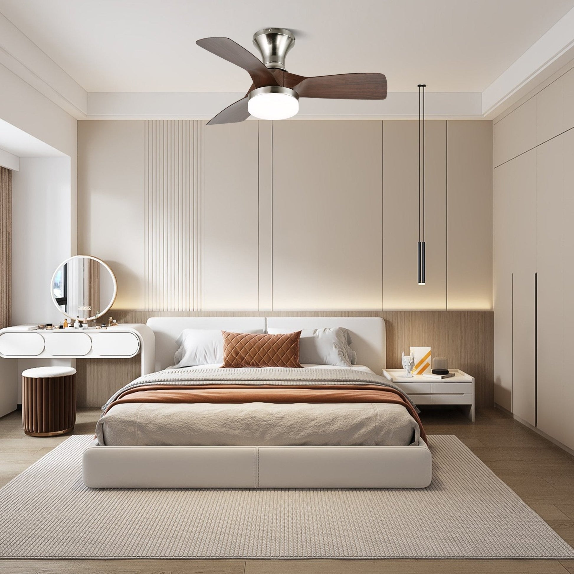 Mirella Silver Wood Ceiling Fan Light - Blowlighting