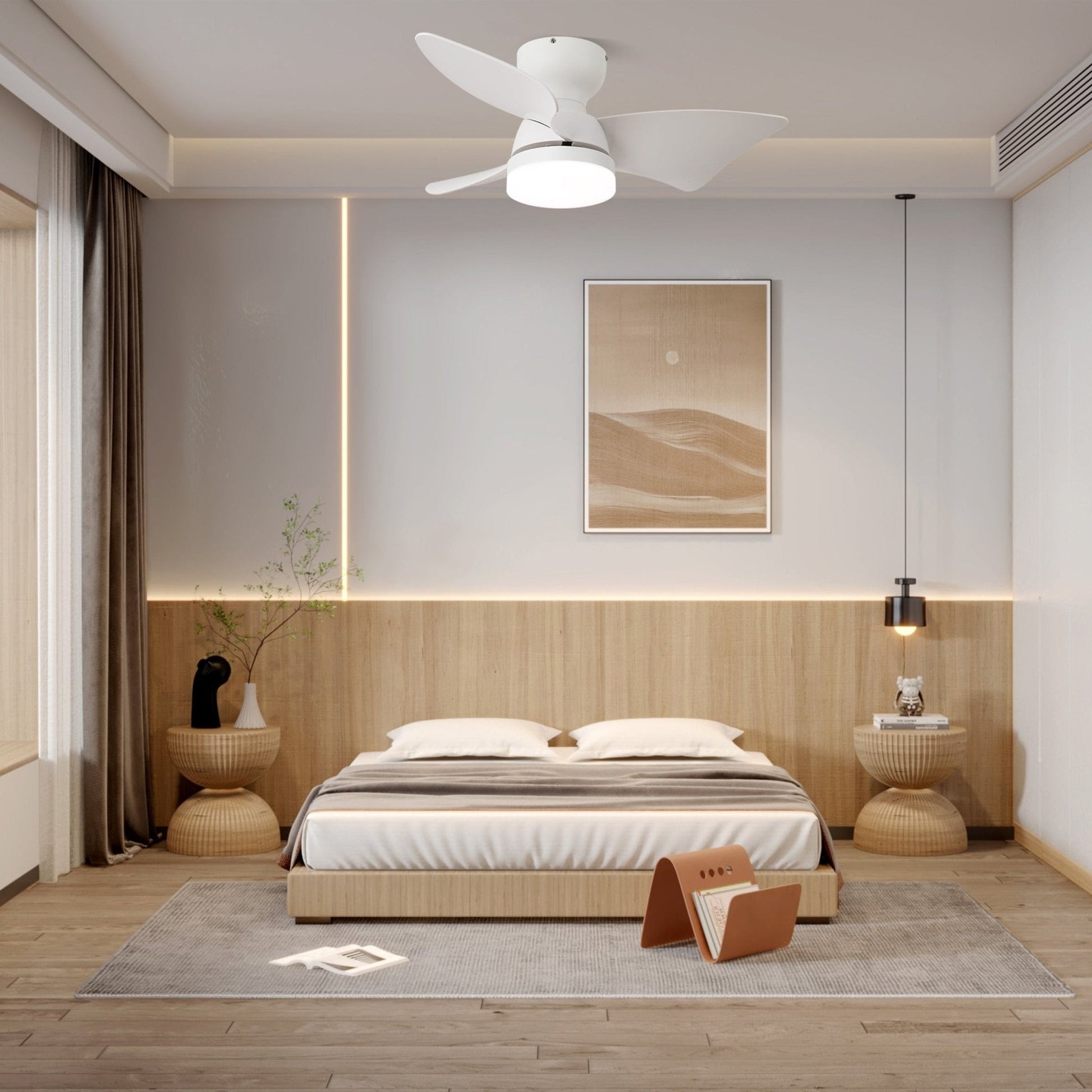 Mirella Silver Wood Ceiling Fan Light - Blowlighting