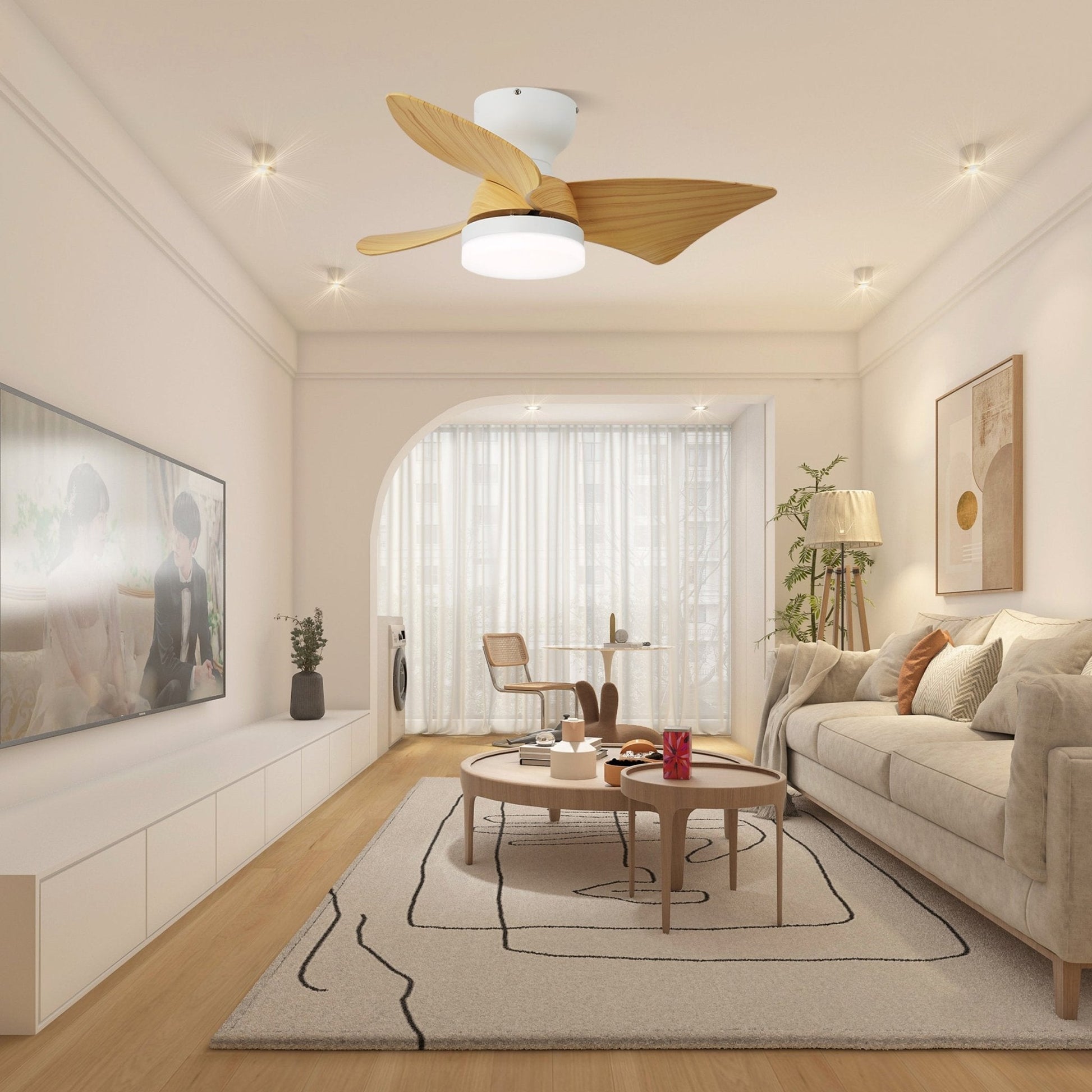 Mirella Silver Wood Ceiling Fan Light - Blowlighting