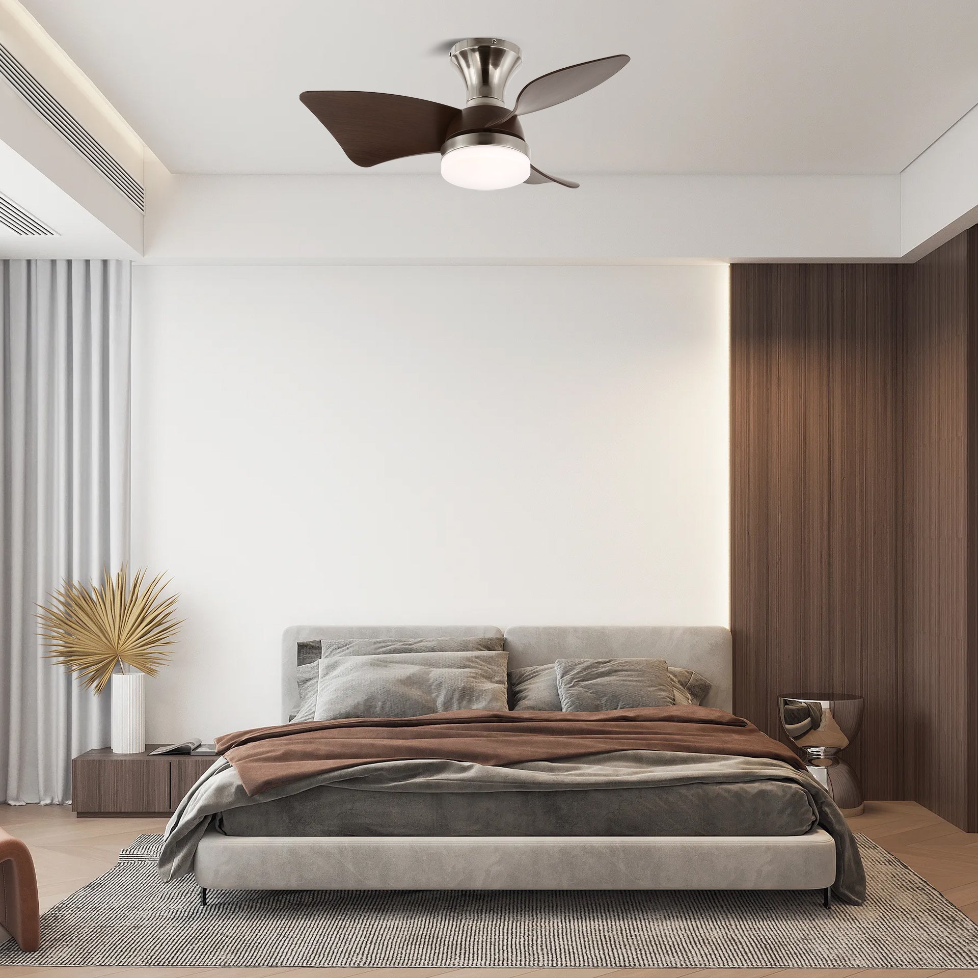 Mirella Silver Wood Ceiling Fan Light - Blowlighting