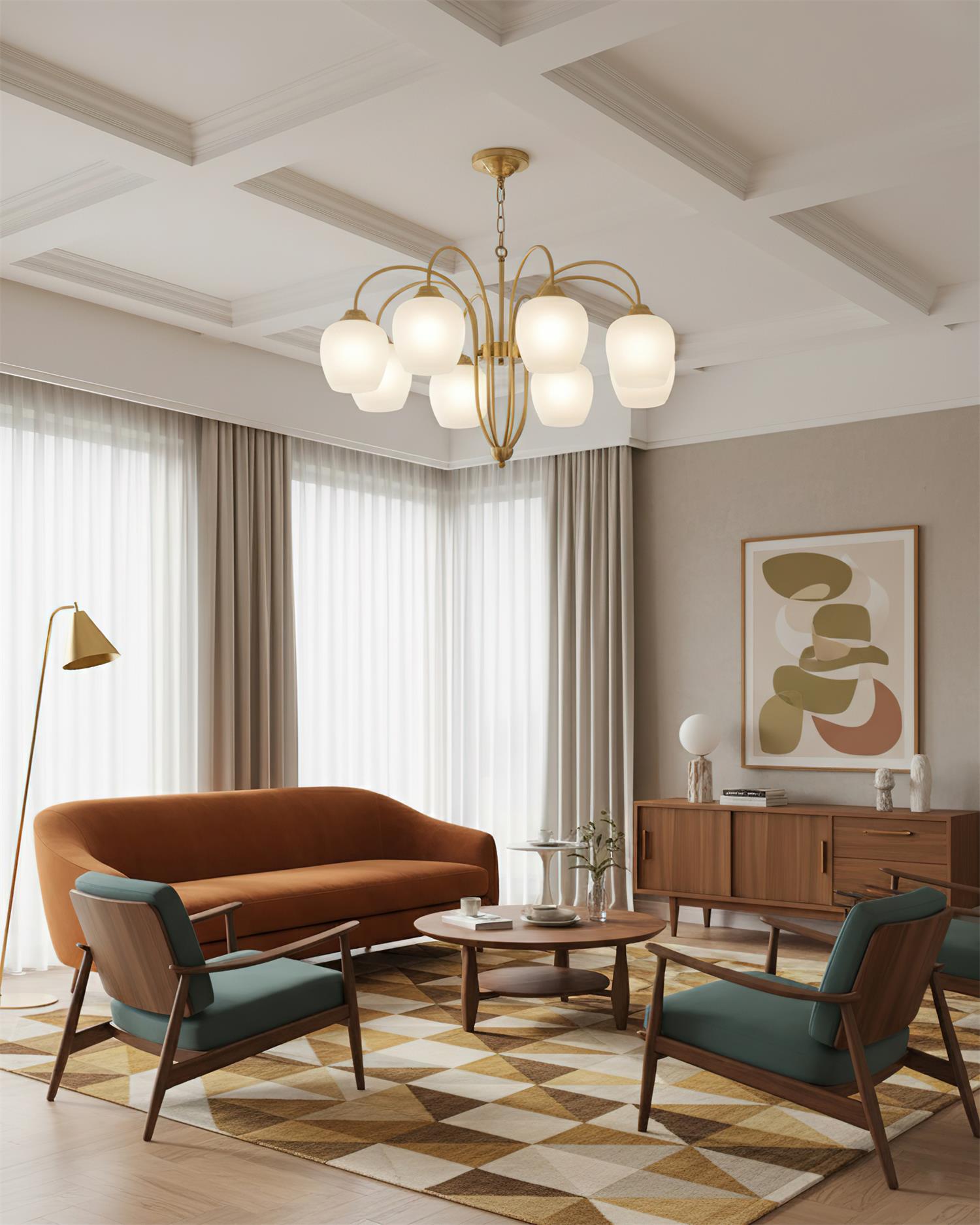 Calyx Natural Glass Petiole Chandelier