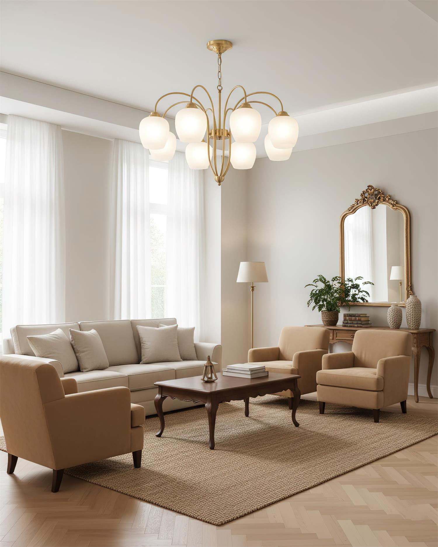 Calyx Natural Glass Petiole Chandelier