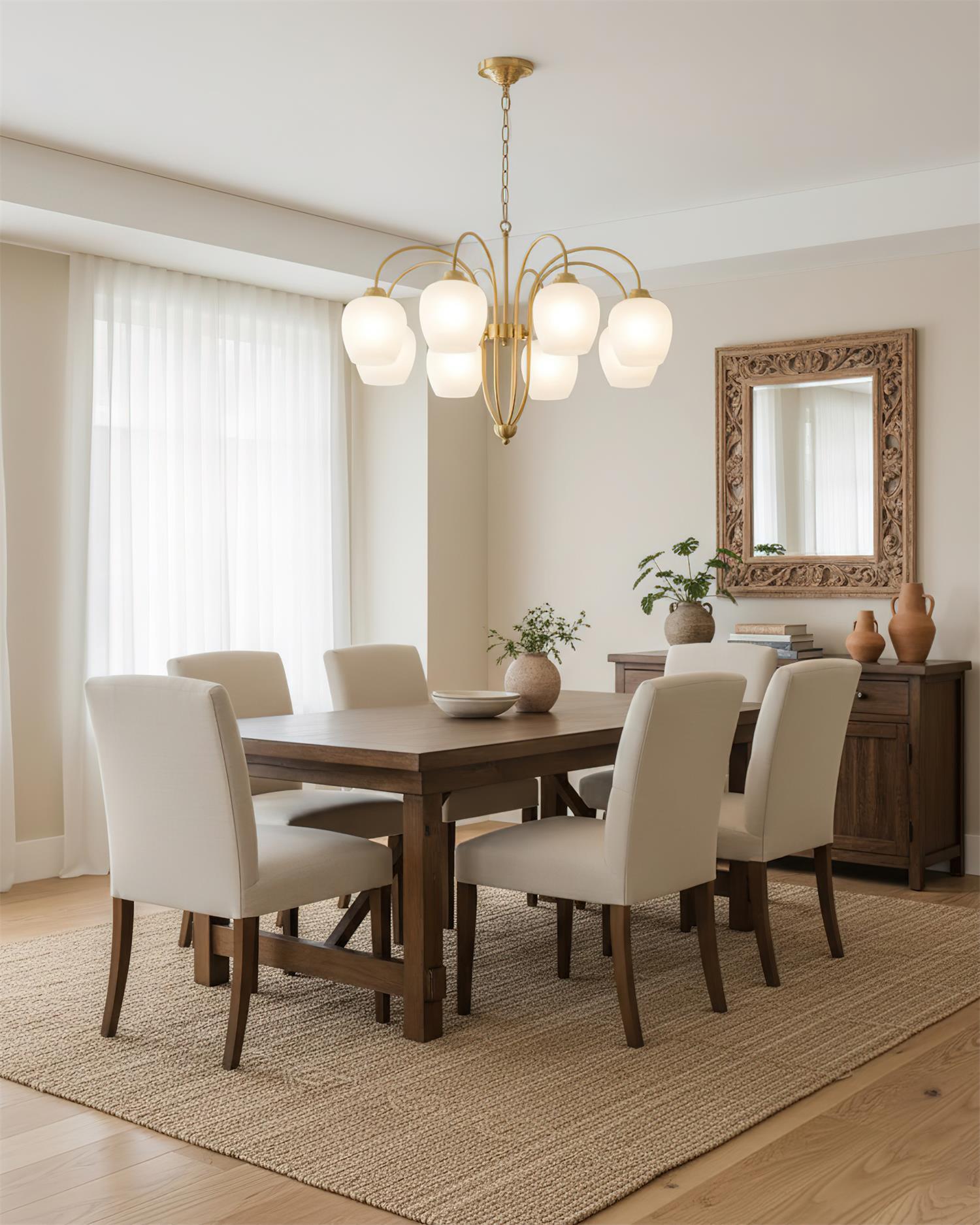 Calyx Natural Glass Petiole Chandelier