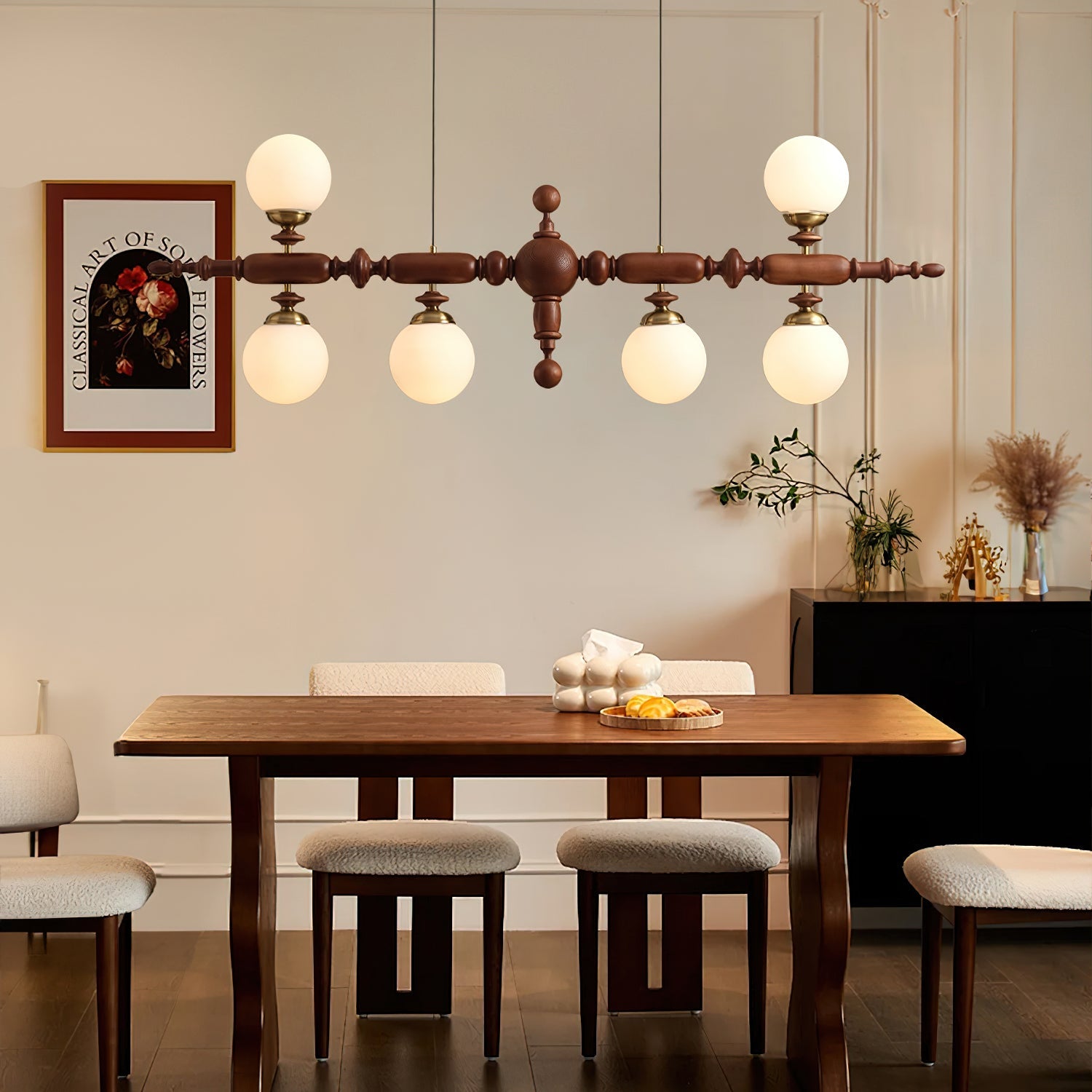 Isilira Classic Wood Glass Linear Pendant Light - Blowlighting