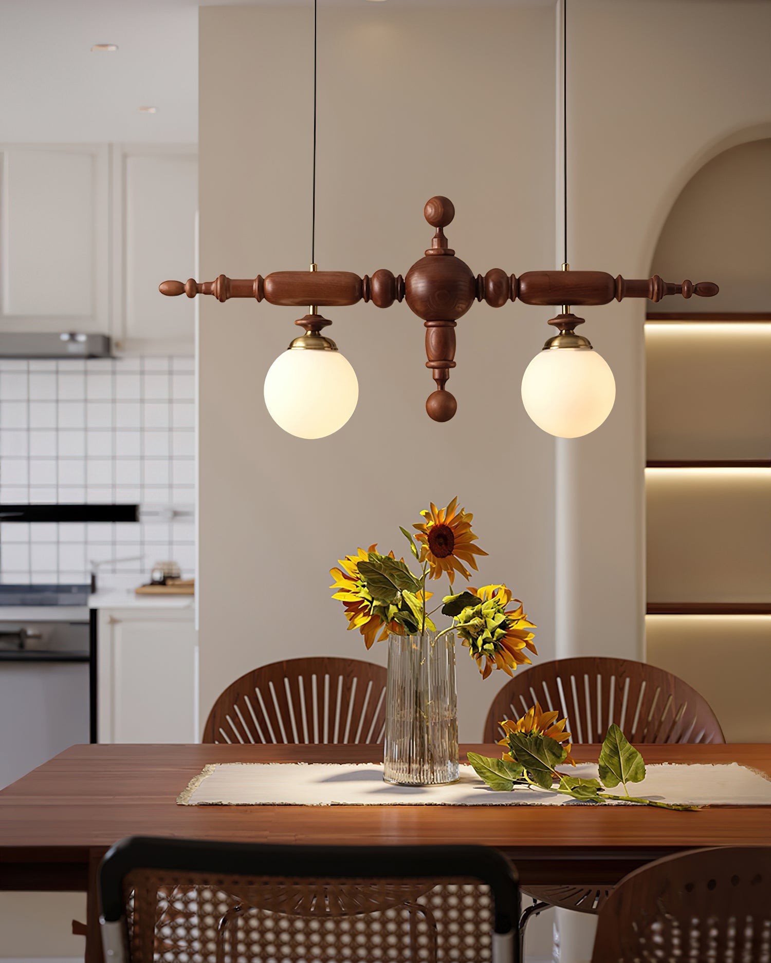 Isilira Classic Wood Glass Linear Pendant Light - Blowlighting