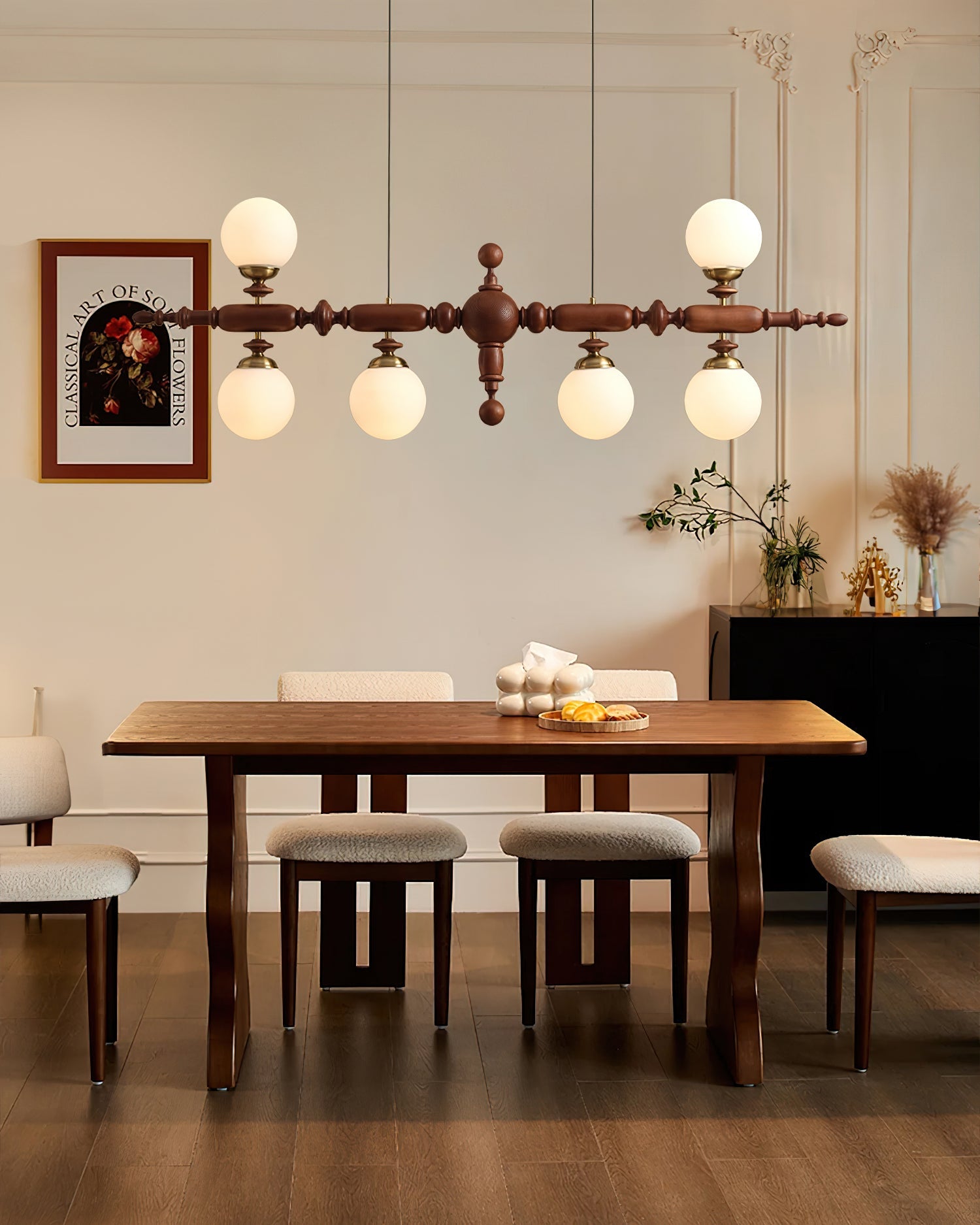 Isilira Classic Wood Glass Linear Pendant Light - Blowlighting