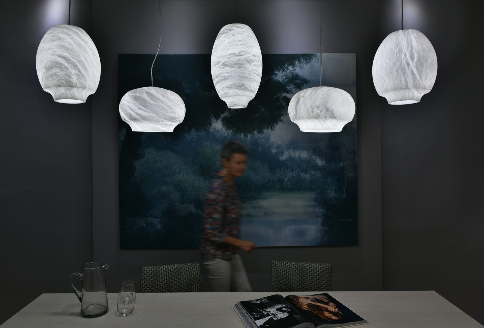 Thalia Minimalist Alabaster Pendant Light - Blowlighting