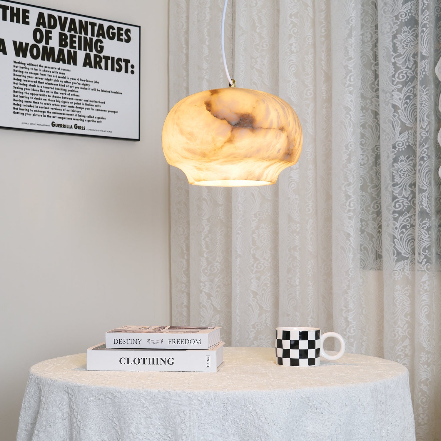 Thalia Minimalist Alabaster Pendant Light - Blowlighting