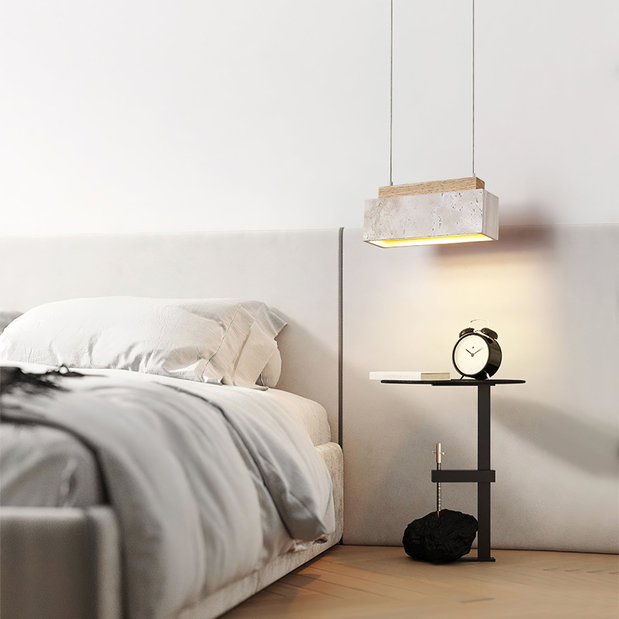 Ciraeila Rectangular Travertine Pendant Light - Blowlighting