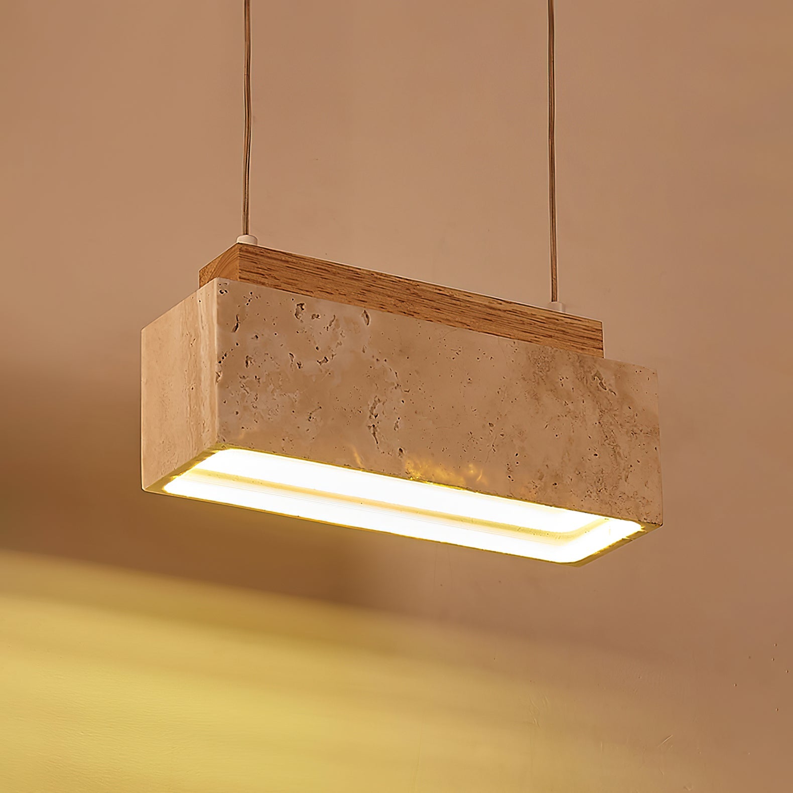 Ciraeila Rectangular Travertine Pendant Light - Blowlighting