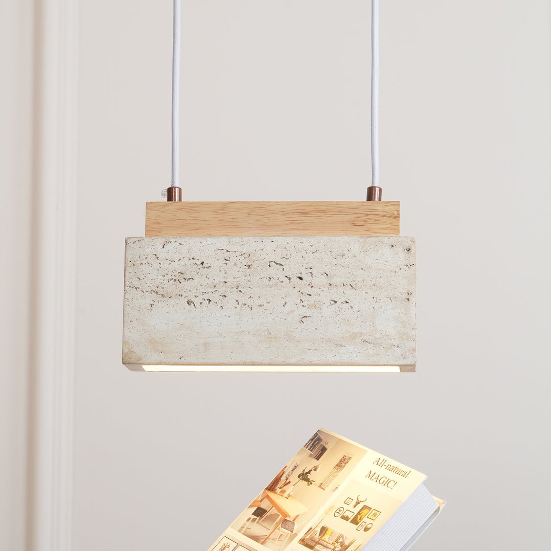 Ciraeila Rectangular Travertine Pendant Light - Blowlighting
