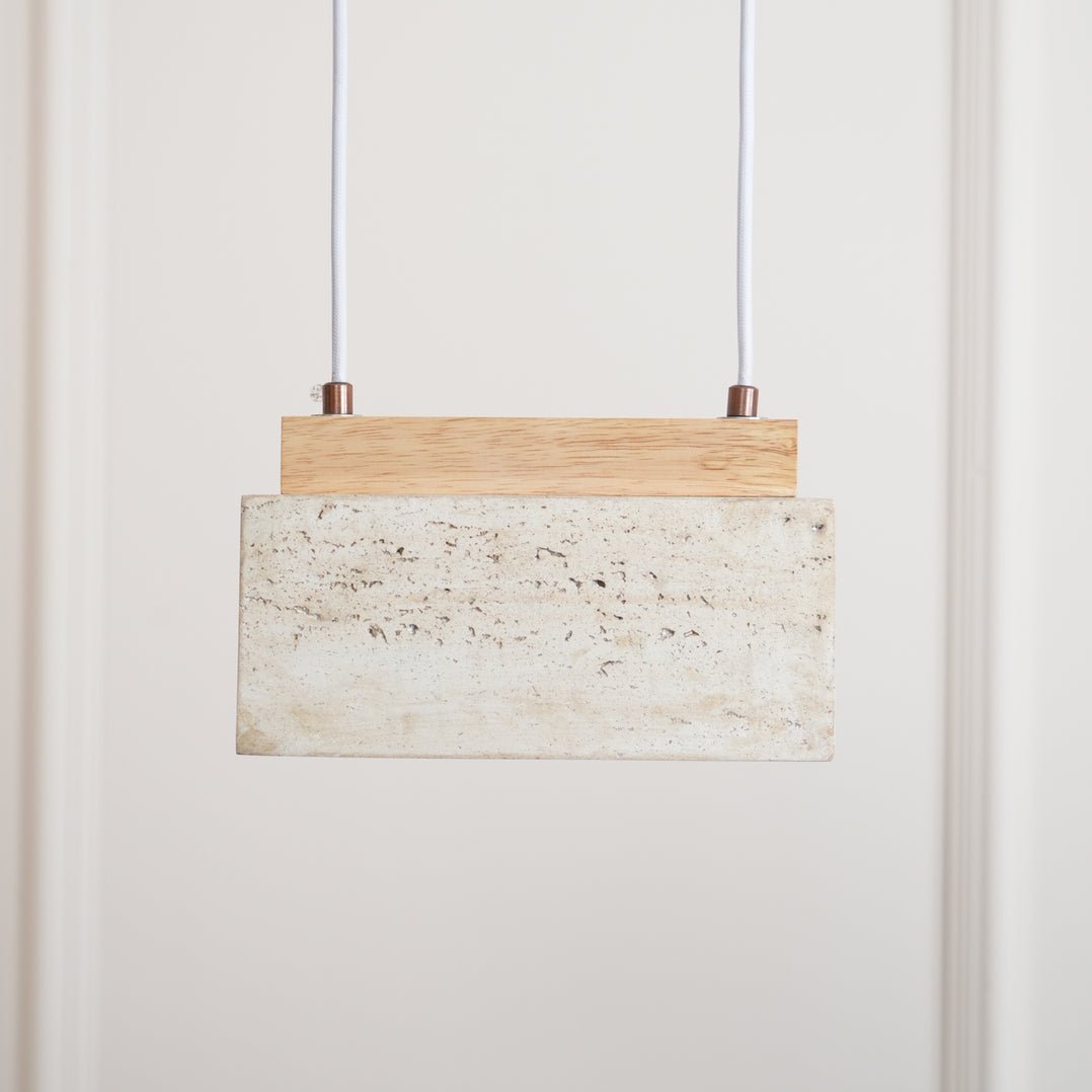 Ciraeila Rectangular Travertine Pendant Light - Blowlighting