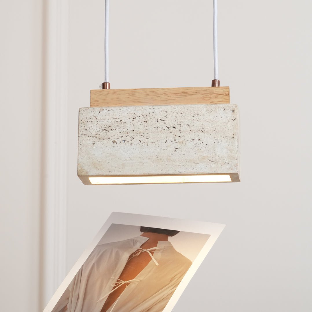 Ciraeila Rectangular Travertine Pendant Light - Blowlighting