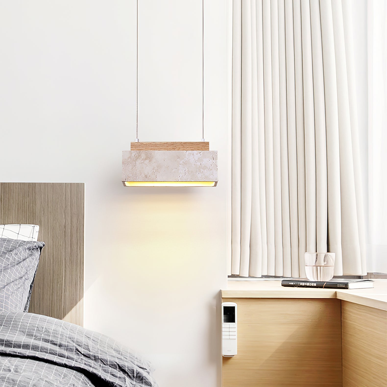 Ciraeila Rectangular Travertine Pendant Light - Blowlighting