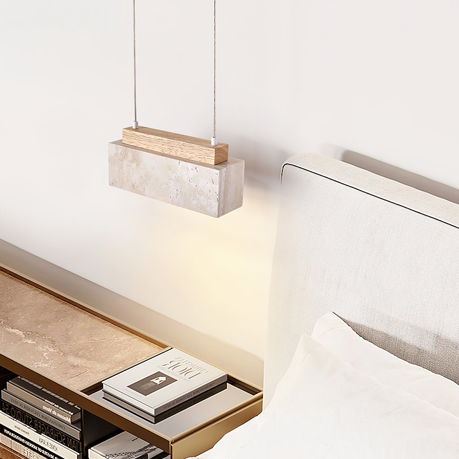 Ciraeila Rectangular Travertine Pendant Light - Blowlighting