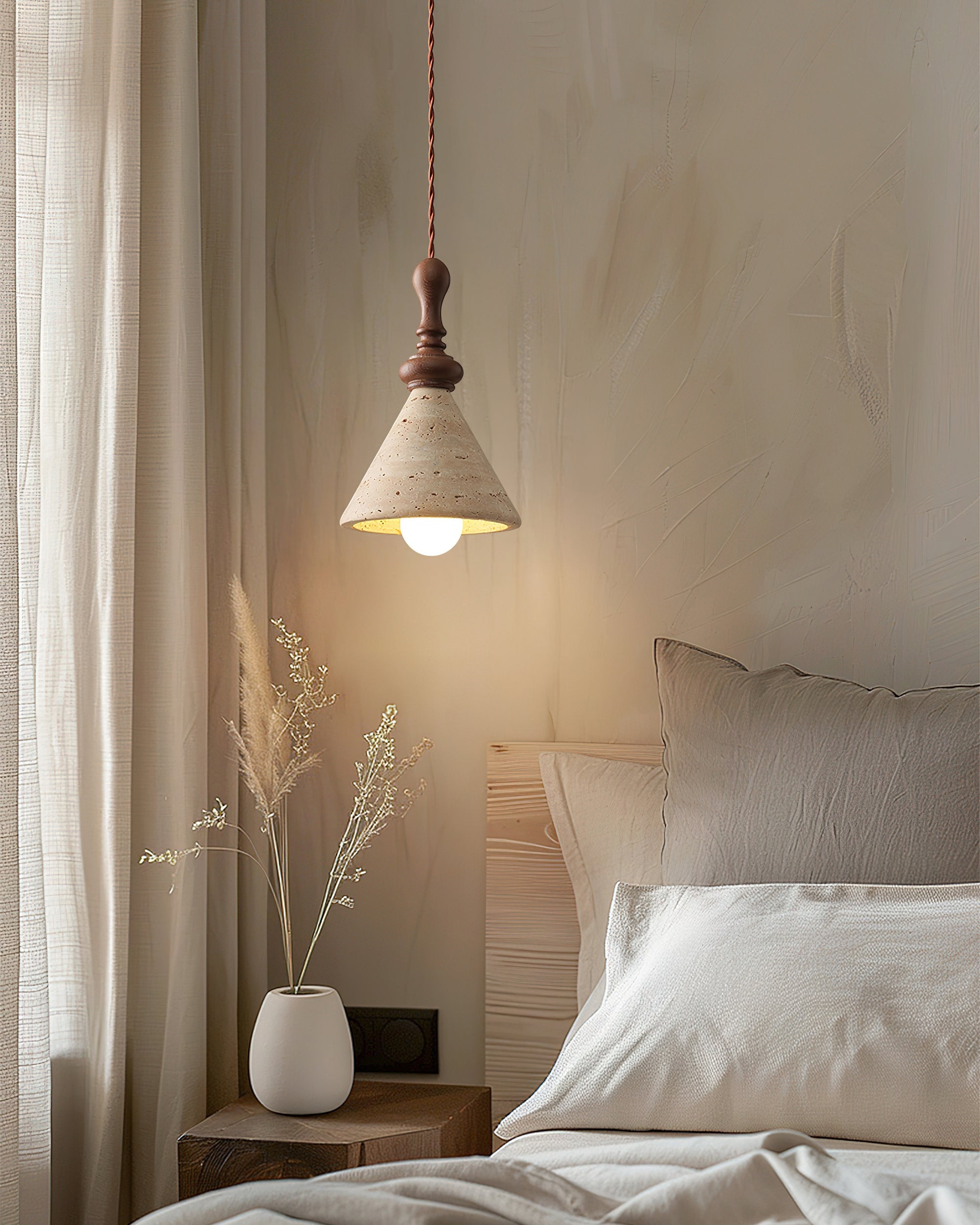 Canyon Wabi-Sabi Travertine Pendant Light