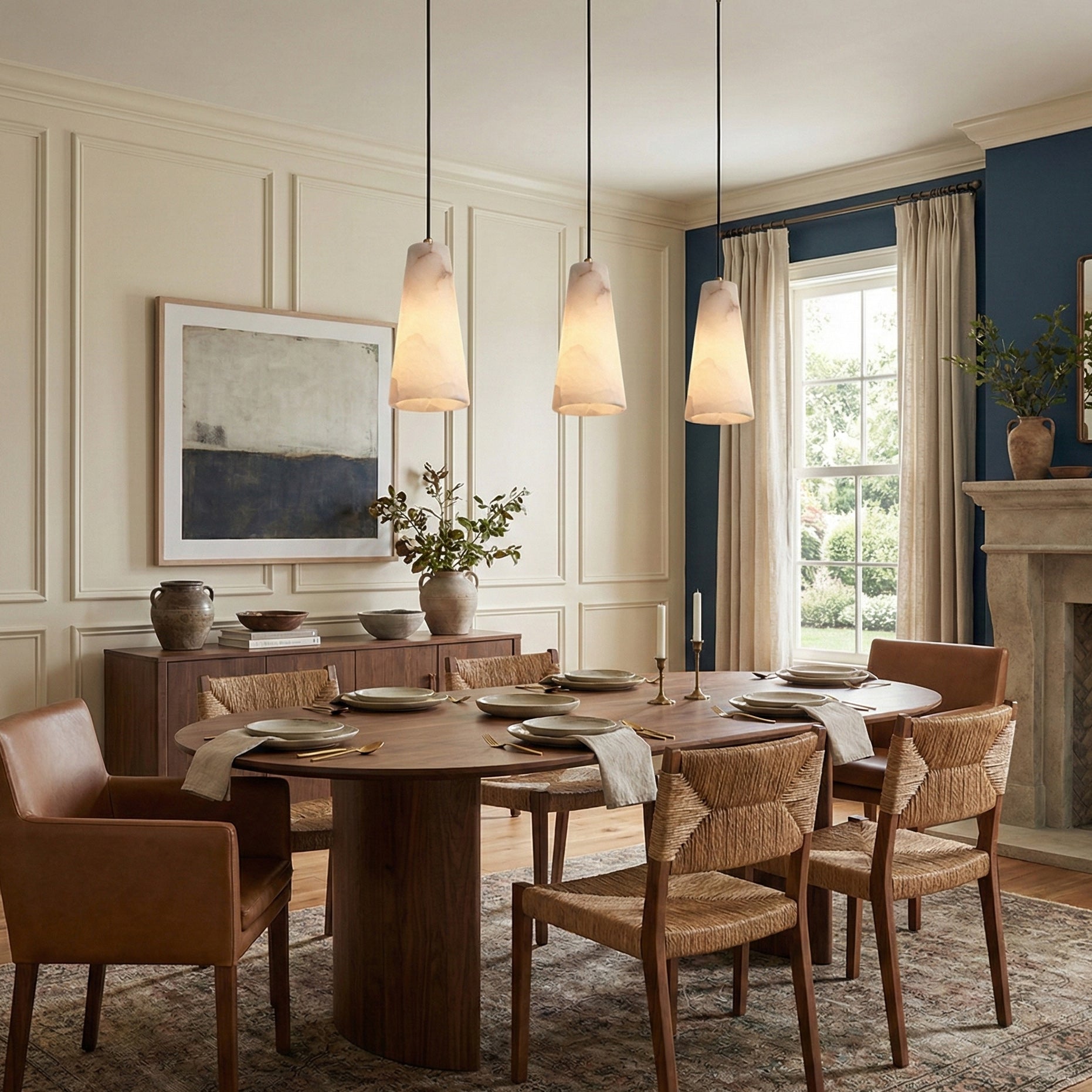 Capus Contemporary Art Copper Alabaster Pendant Light