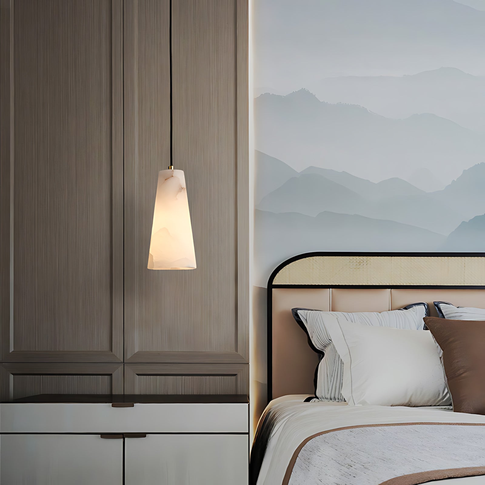 Capus Contemporary Art Copper Alabaster Pendant Light